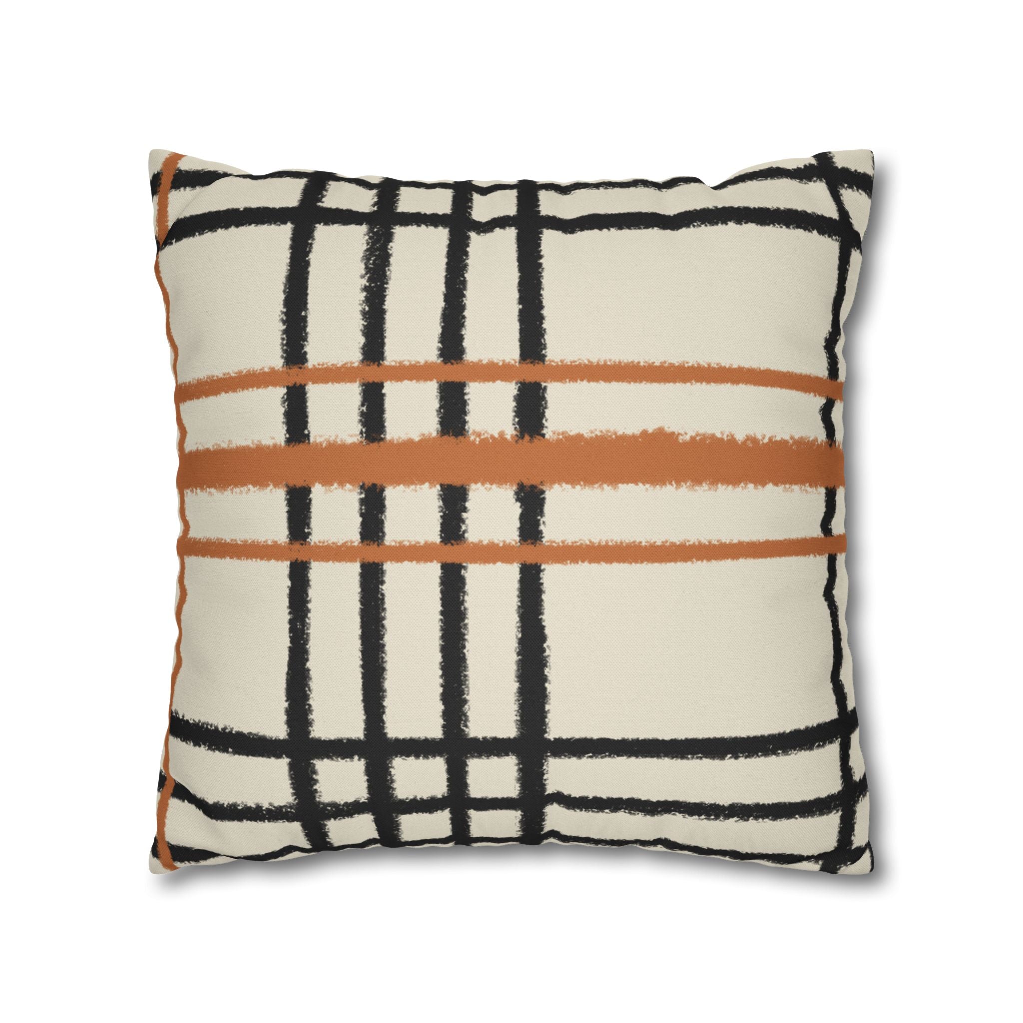 Black and Rust Orange Abstract Plaid Pillow, Artsulli - Art is Long, Life is Short, Home Decor, , , , , , , 