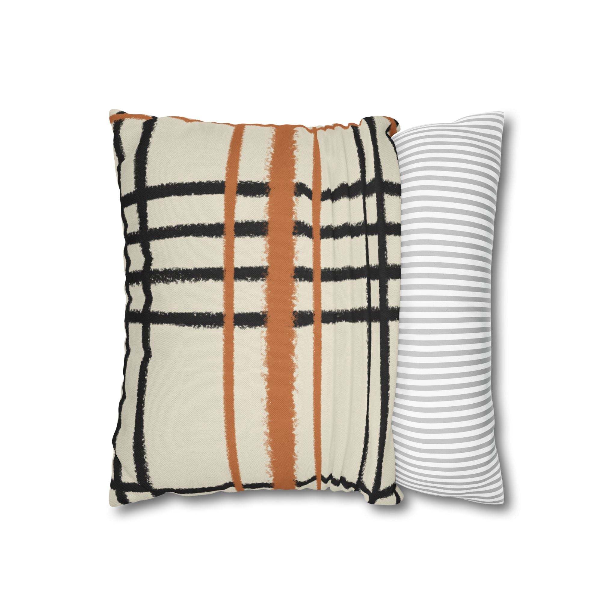 Black and Rust Orange Abstract Plaid Pillow, Artsulli - Art is Long, Life is Short, Home Decor, , , , , , , 