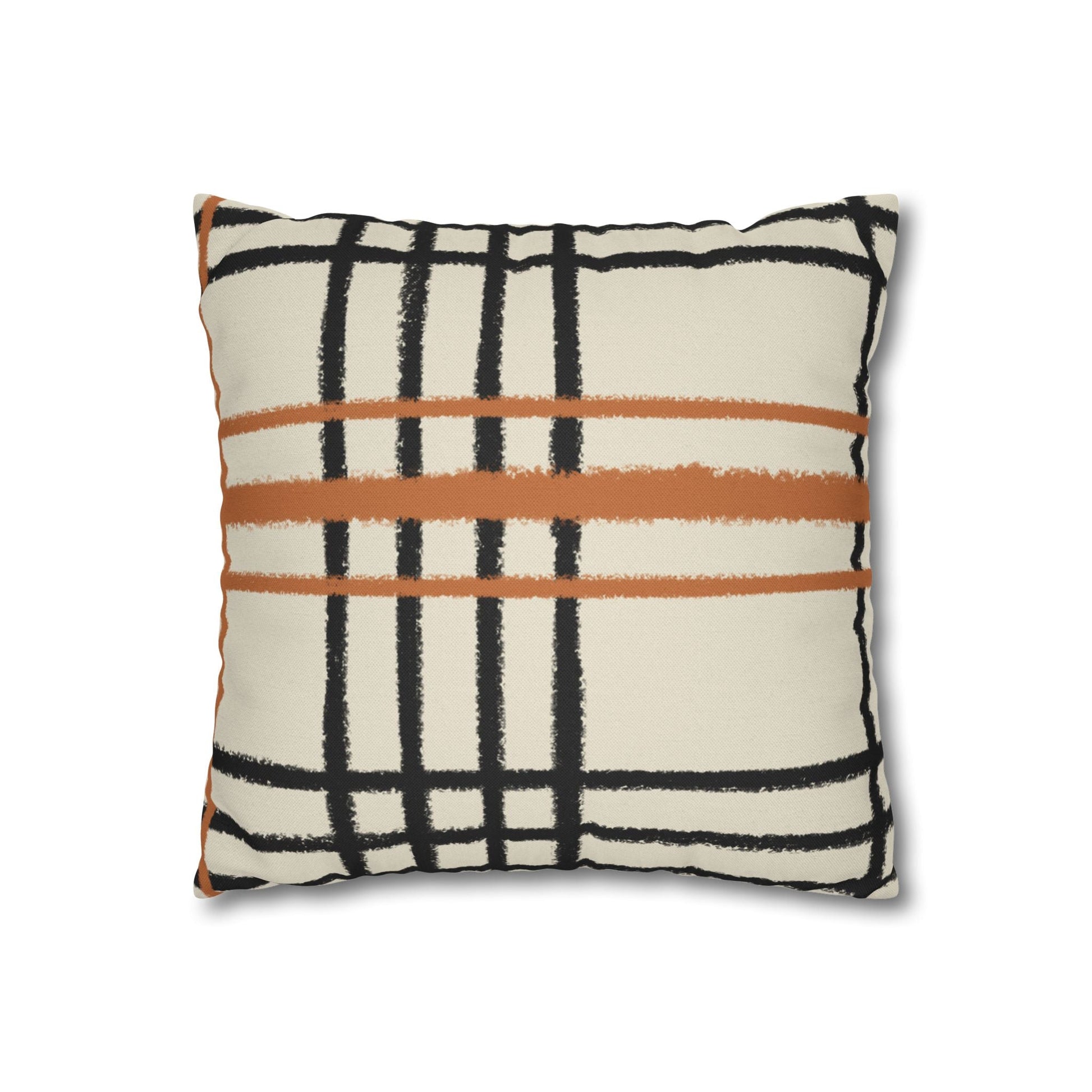 Black and Rust Orange Abstract Plaid Pillow, Artsulli - Art is Long, Life is Short, Home Decor, , , , , , , 