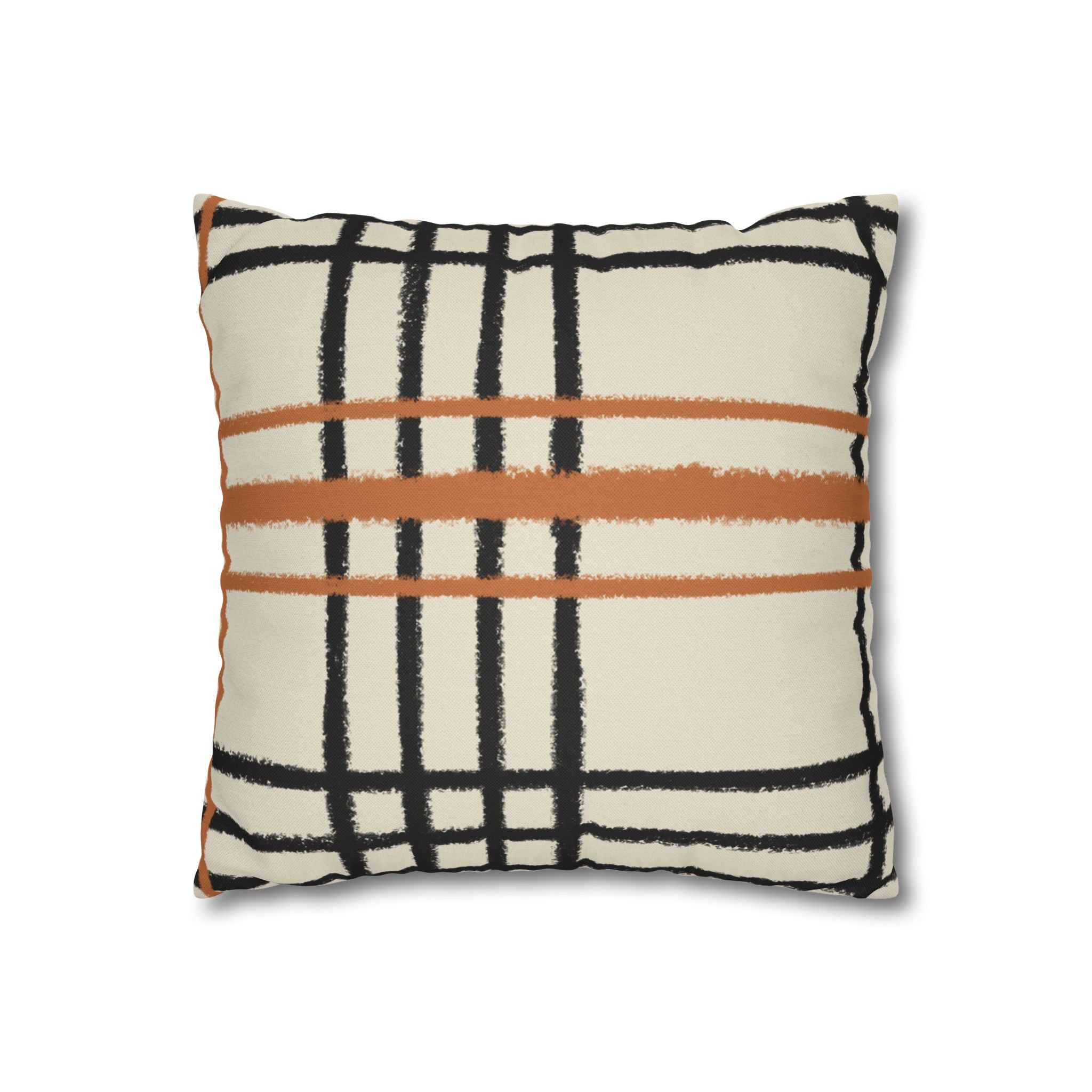 Black and Rust Orange Abstract Plaid Pillow, Artsulli - Art is Long, Life is Short, Home Decor, , , , , , , 
