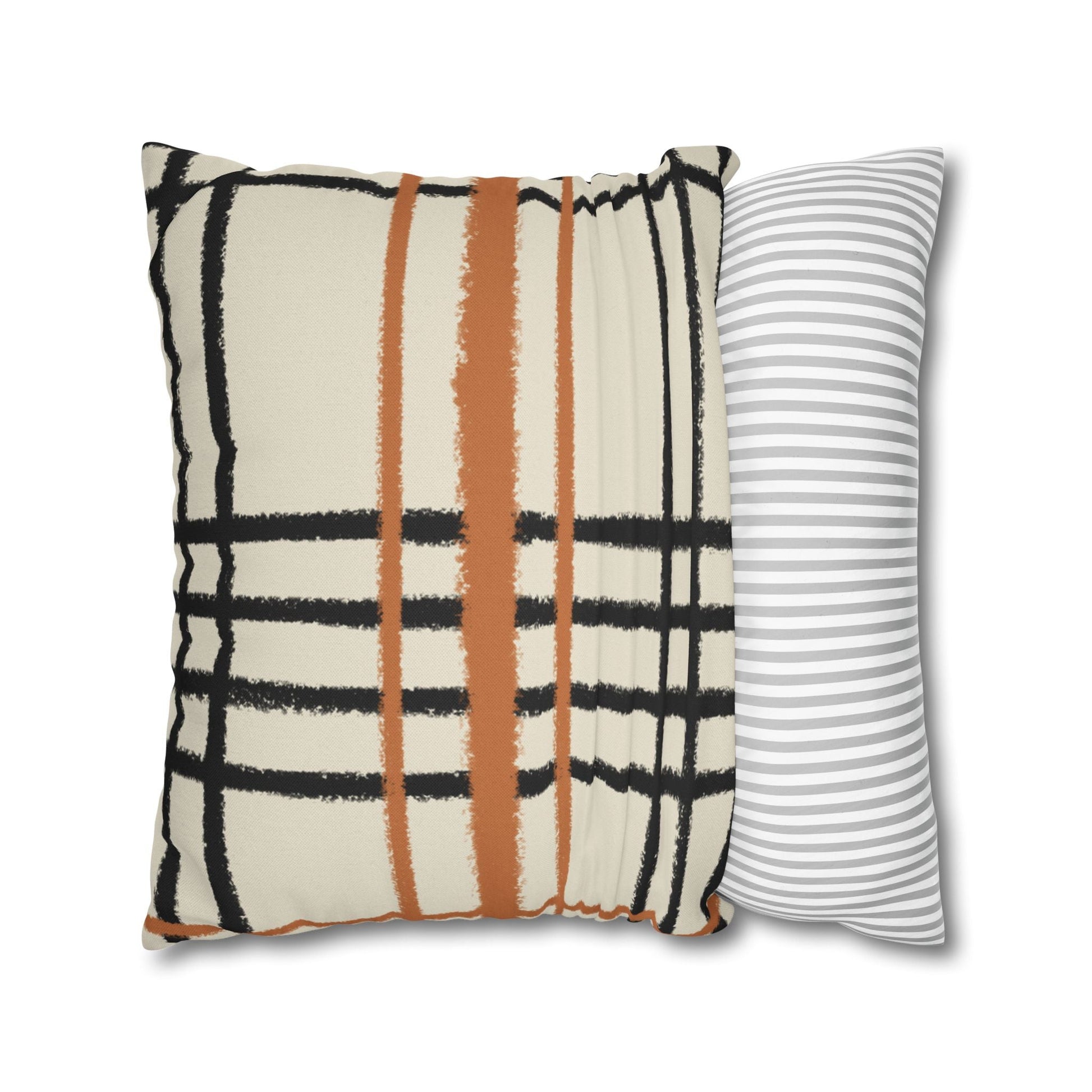 Black and Rust Orange Abstract Plaid Pillow, Artsulli - Art is Long, Life is Short, Home Decor, , , , , , , 