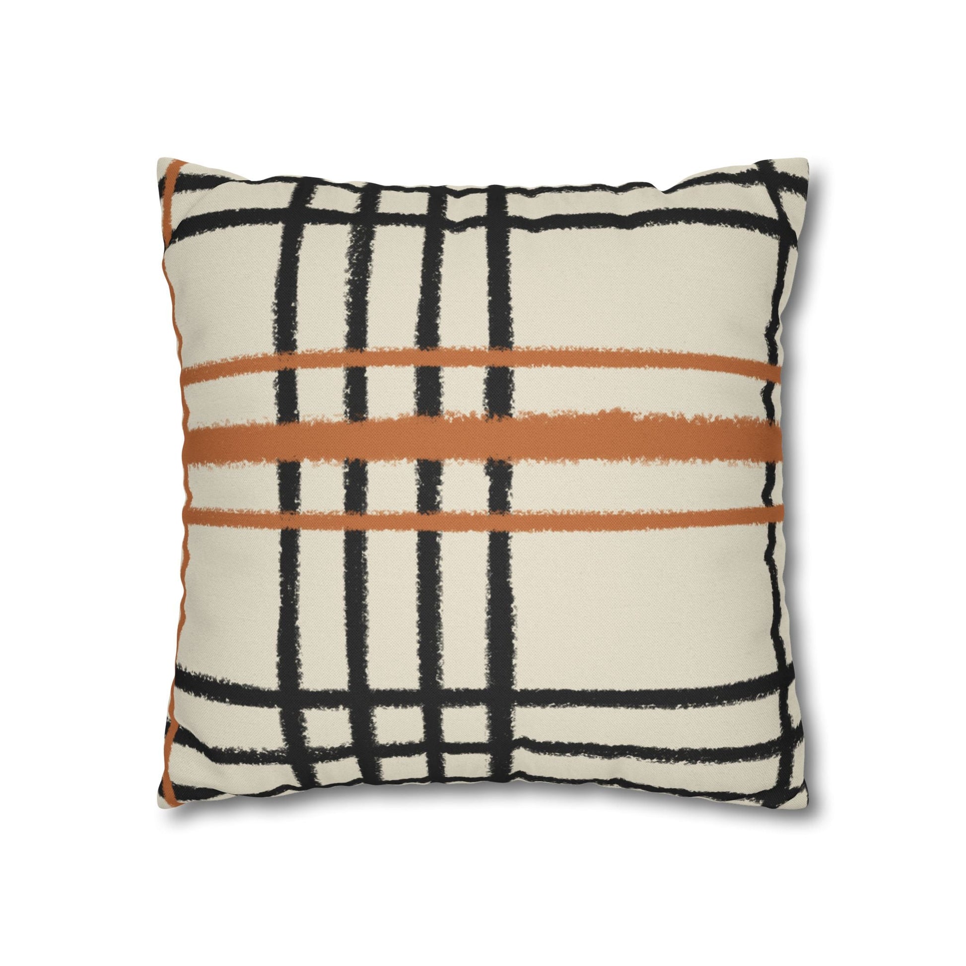Black and Rust Orange Abstract Plaid Pillow, Artsulli - Art is Long, Life is Short, Home Decor, , , , , , , 