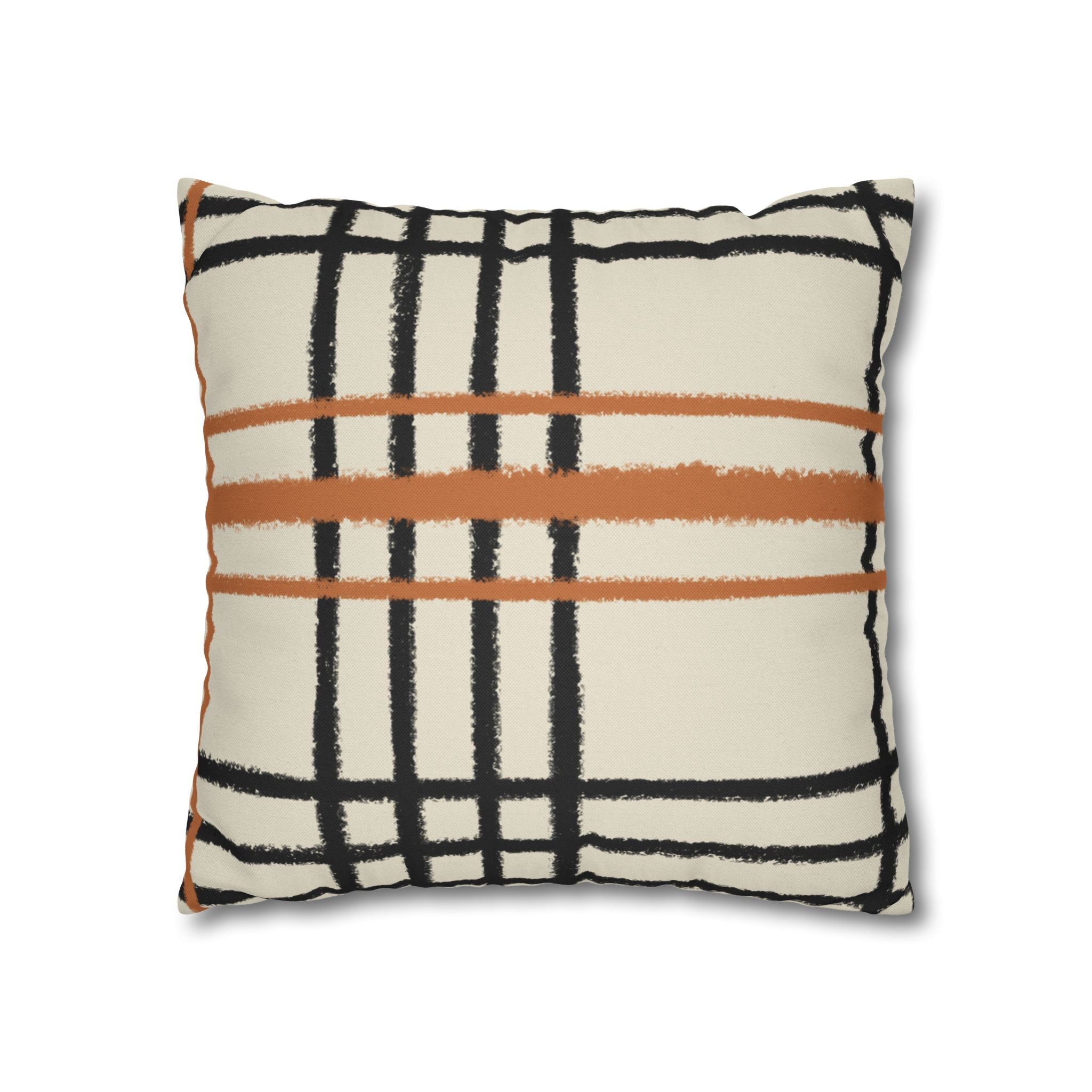 Black and Rust Orange Abstract Plaid Pillow, Artsulli - Art is Long, Life is Short, Home Decor, , , , , , , 