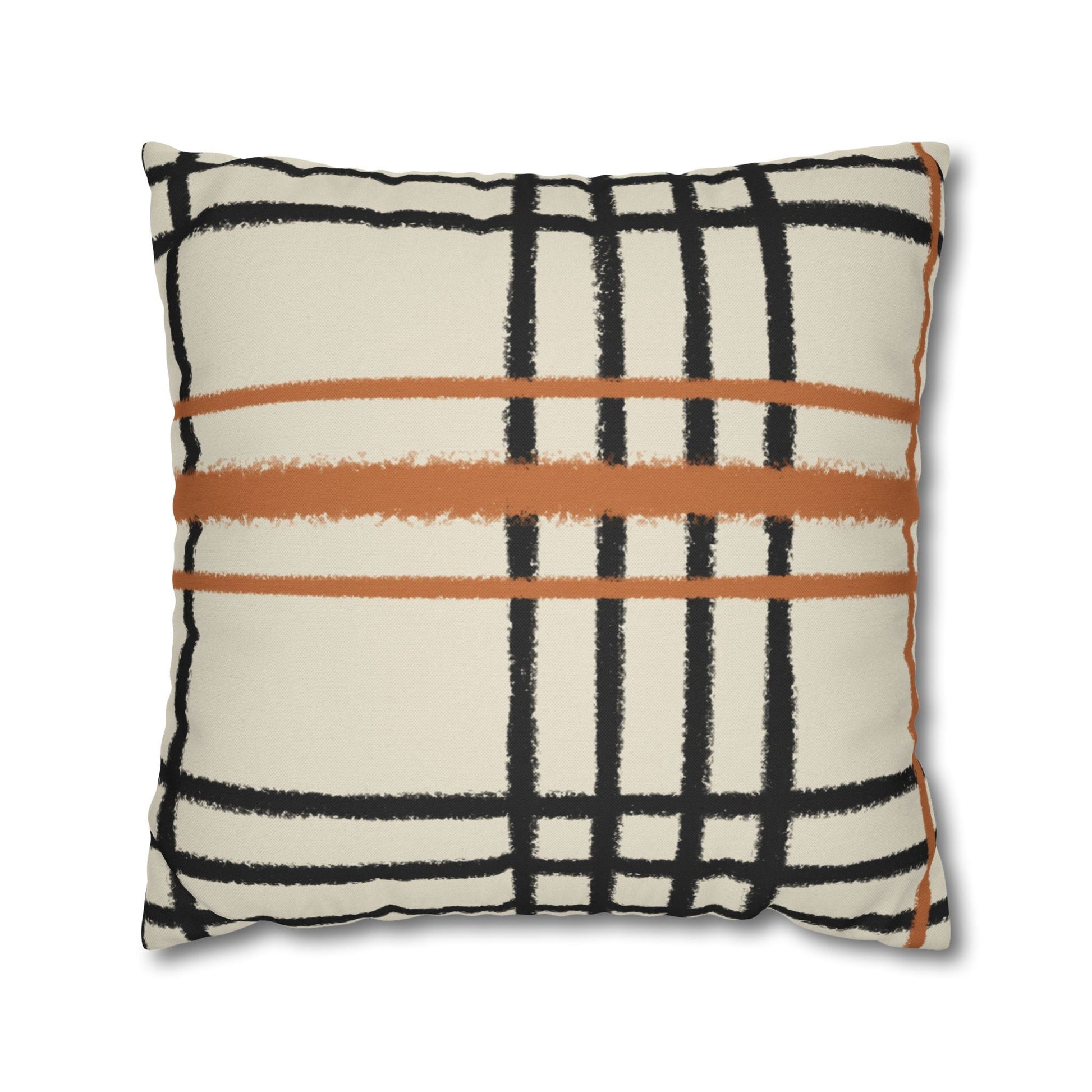 Black and Rust Orange Abstract Plaid Pillow, Artsulli - Art is Long, Life is Short, Home Decor, Size, 20" × 20", , , , , 17593451289058337360