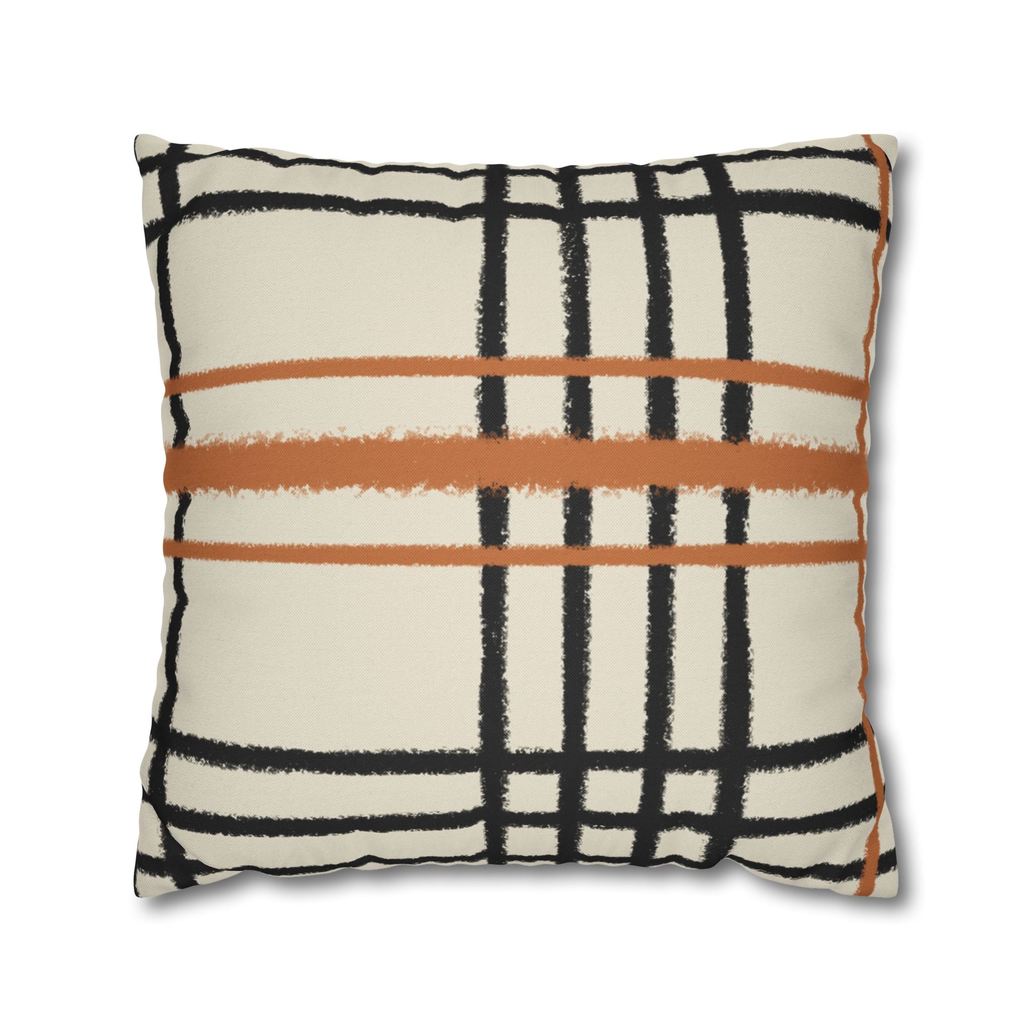 Black and Rust Orange Abstract Plaid Pillow, Artsulli - Art is Long, Life is Short, Home Decor, Size, 20" × 20", , , , , 17593451289058337360