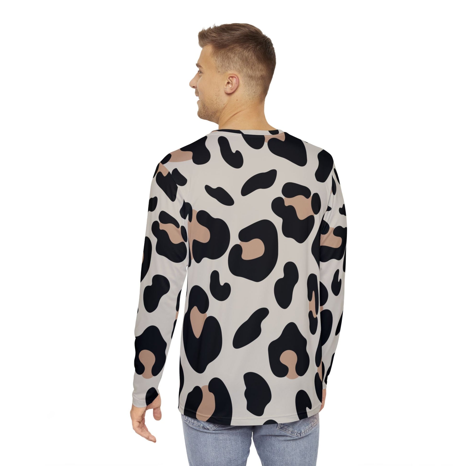 Black and Tan Leopard Long Sleeve Shirt, Artsulli - Art is Long, Life is Short, All Over Prints, , , , , , , 