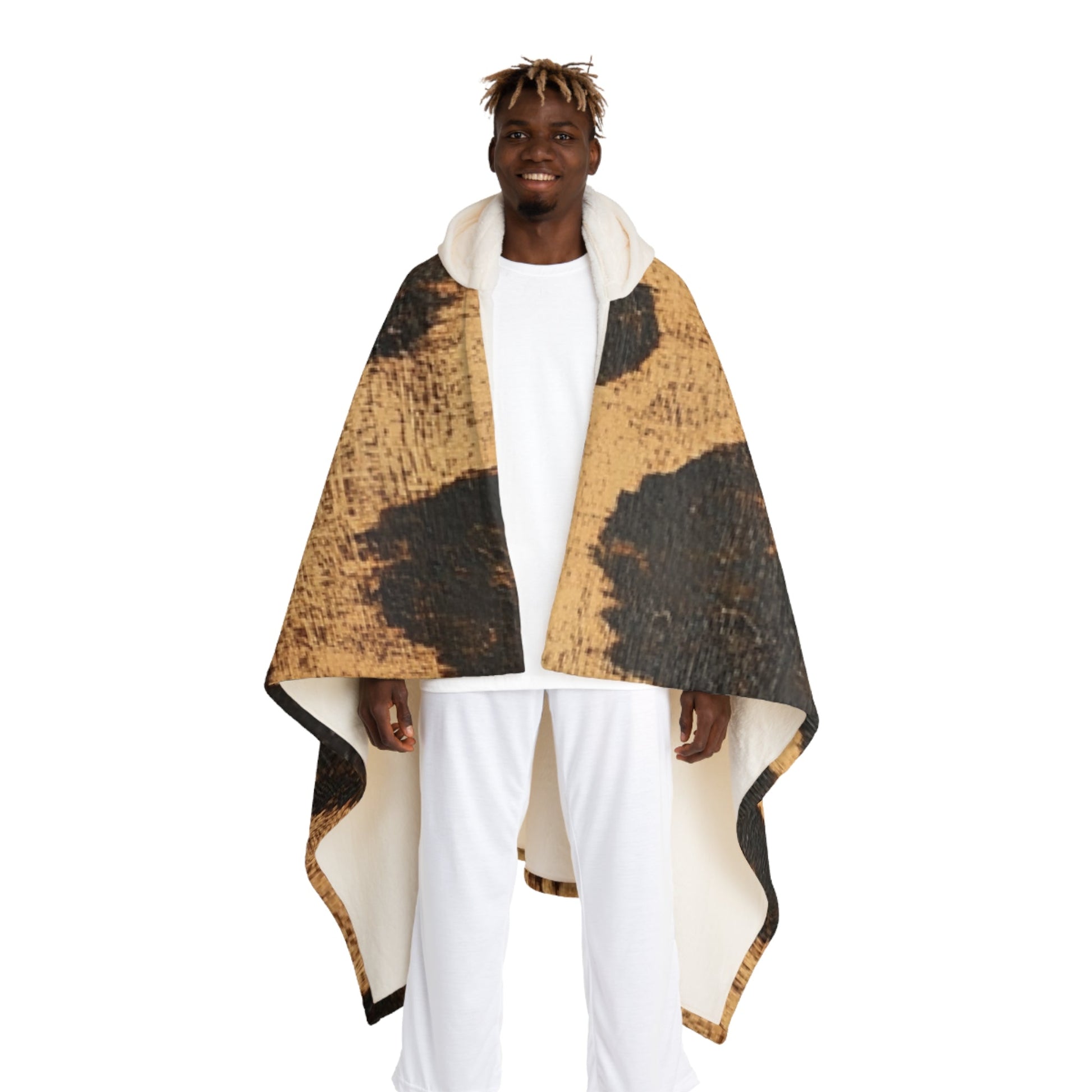 Black and Tan Sherpa Hooded Fleece Blanket, Artsulli - Art is Long, Life is Short, All Over Prints, Size, One size, Color, Cream, , , 31853911688327061397