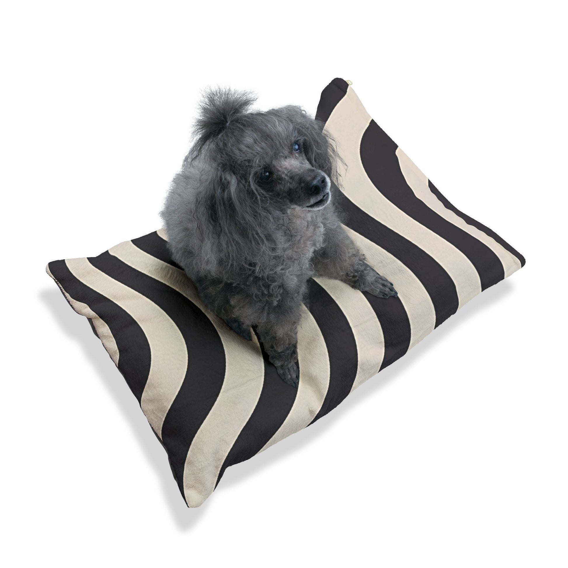 Printify Black and Tan Wavy Stripe Pet Bed 2025
