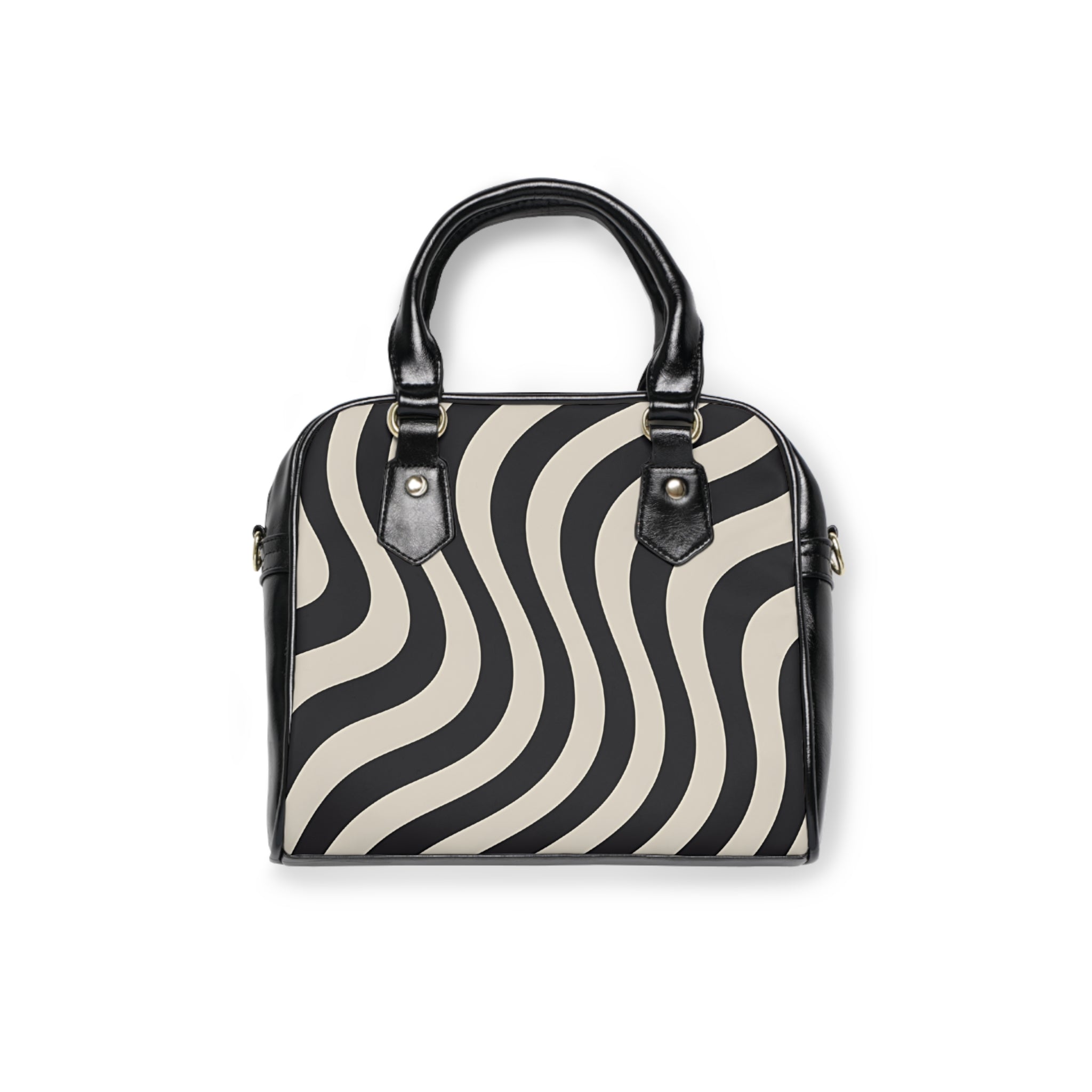 Black and Tan Wavy Stripe Satchel, Artsulli - Art is Long, Life is Short, Bags, , , , , , , 