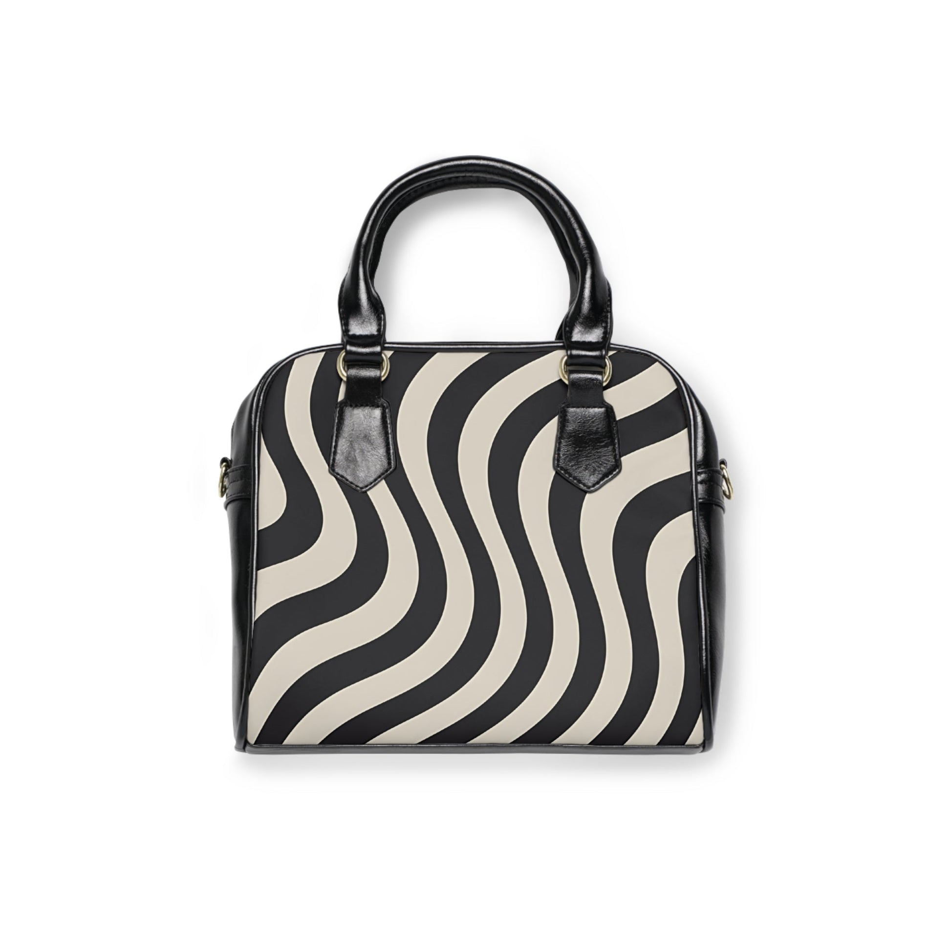 Black and Tan Wavy Stripe Satchel, Artsulli - Art is Long, Life is Short, Bags, Size, 9.45" x 8.27", Color, Black, , , 30798876158522800856