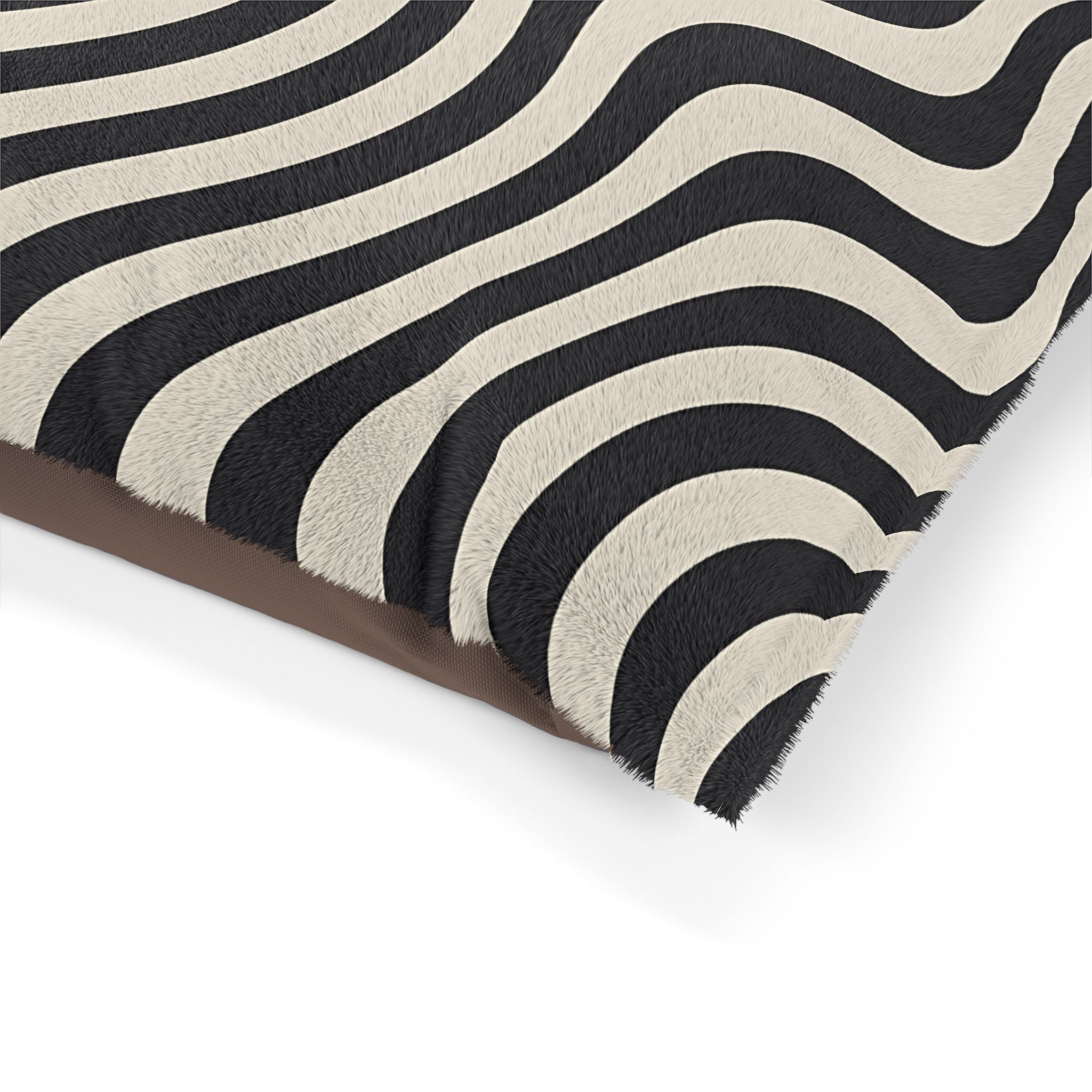 Printify Black and Tan Wavy Striped Pet Bed 2025