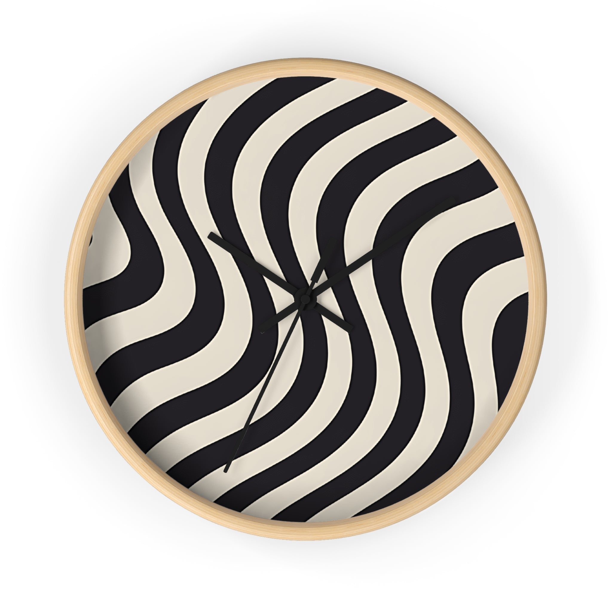 Printify Black and Tan Wavy Striped Wall Clock 2025