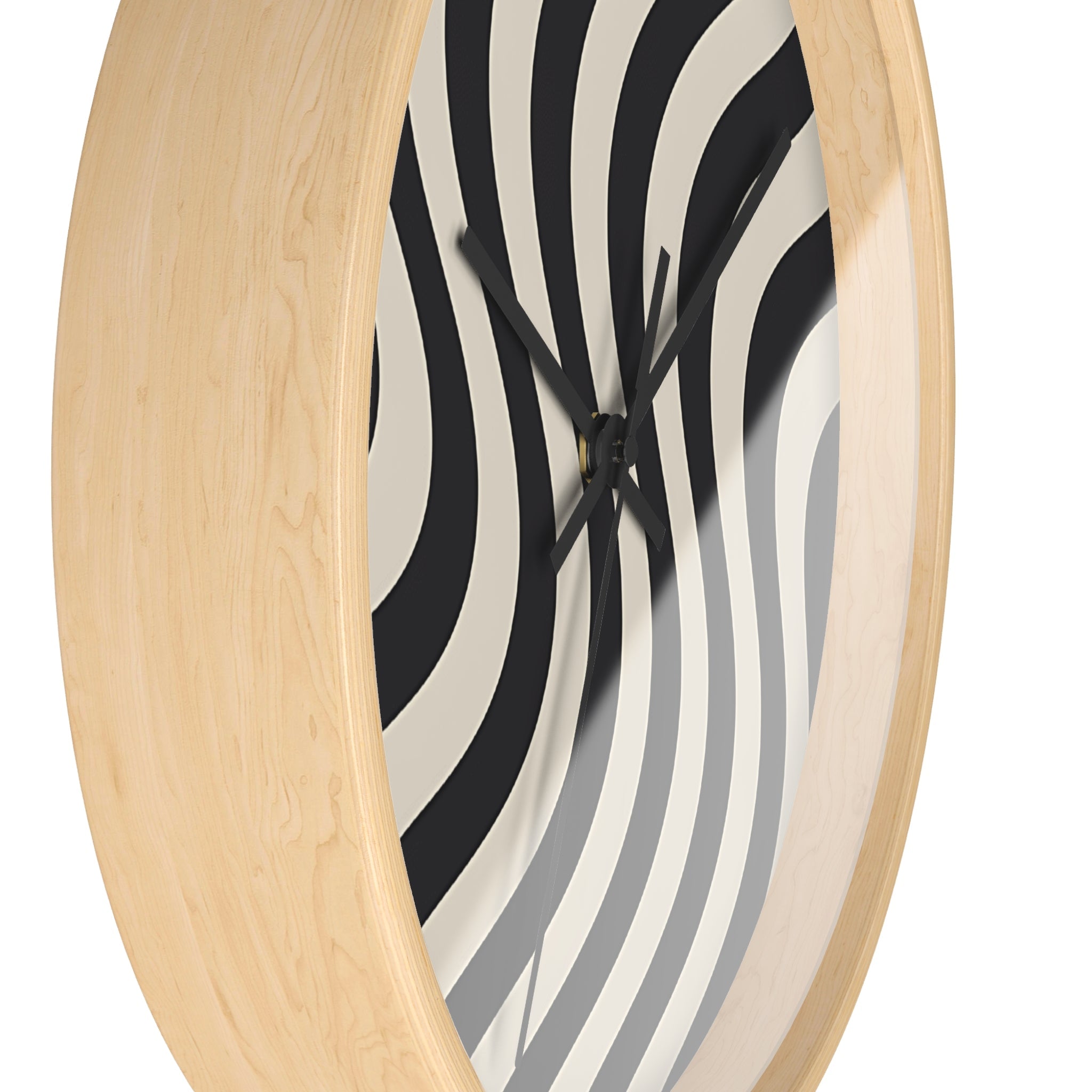 Black and Tan Wavy Striped Wall Clock, Artsulli - Art is Long, Life is Short, Home Decor, , , , , , , 
