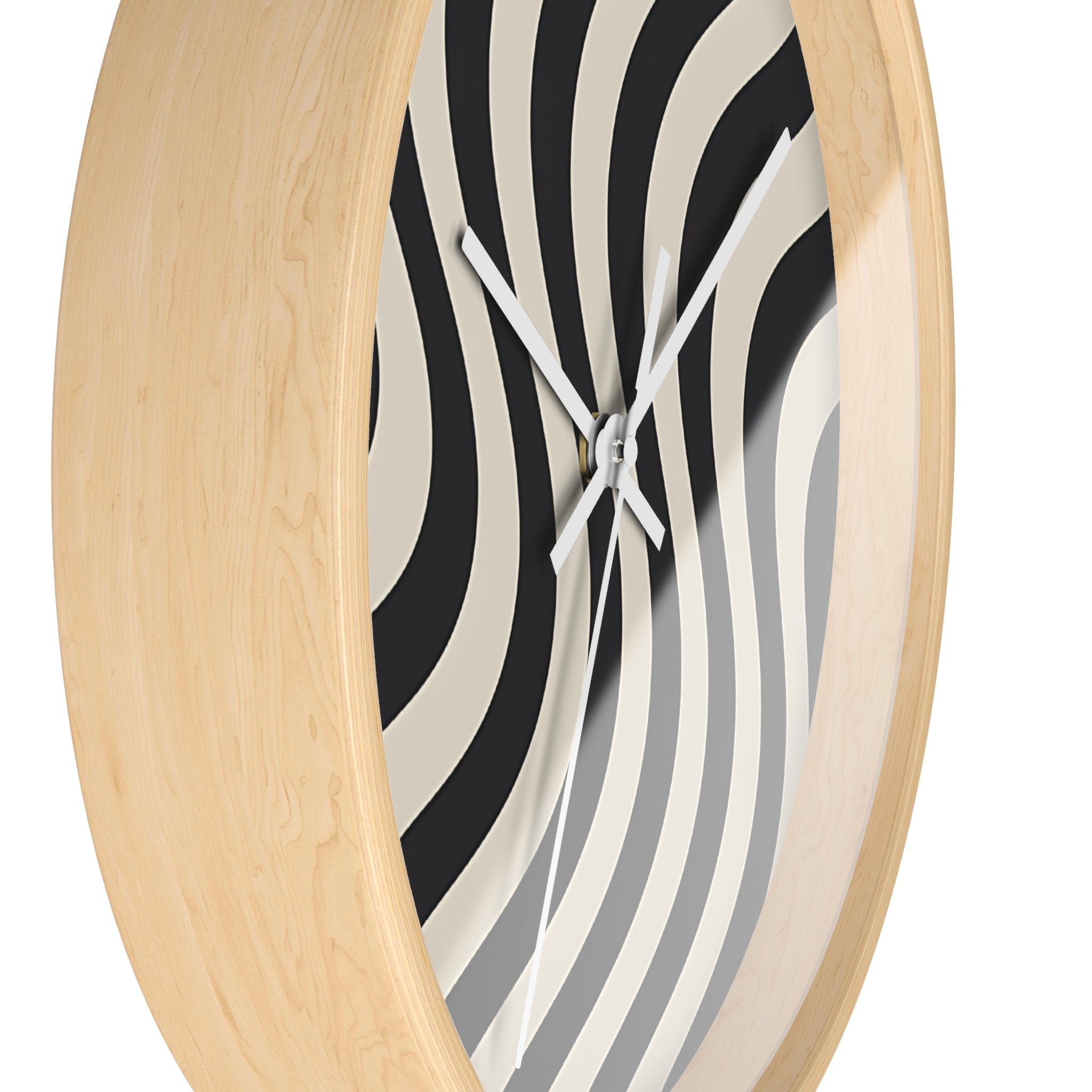 Black and Tan Wavy Striped Wall Clock, Artsulli - Art is Long, Life is Short, Home Decor, , , , , , , 