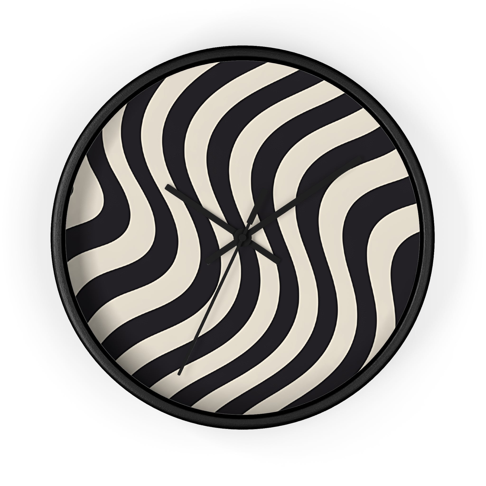 Printify Black and Tan Wavy Striped Wall Clock 2025