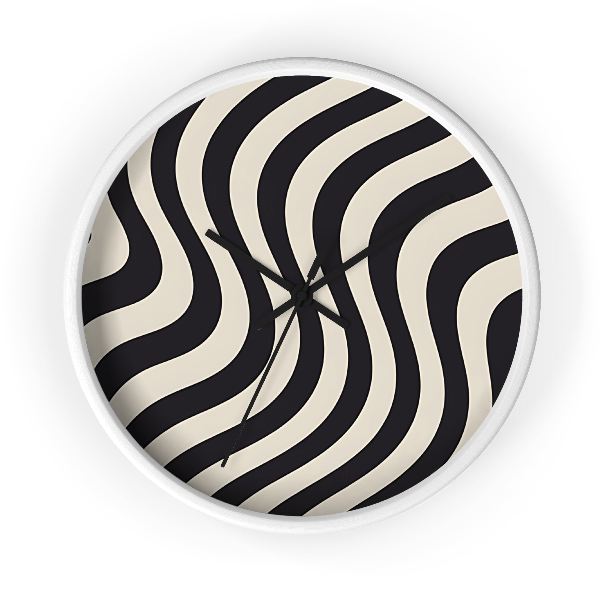 Printify Black and Tan Wavy Striped Wall Clock 2025