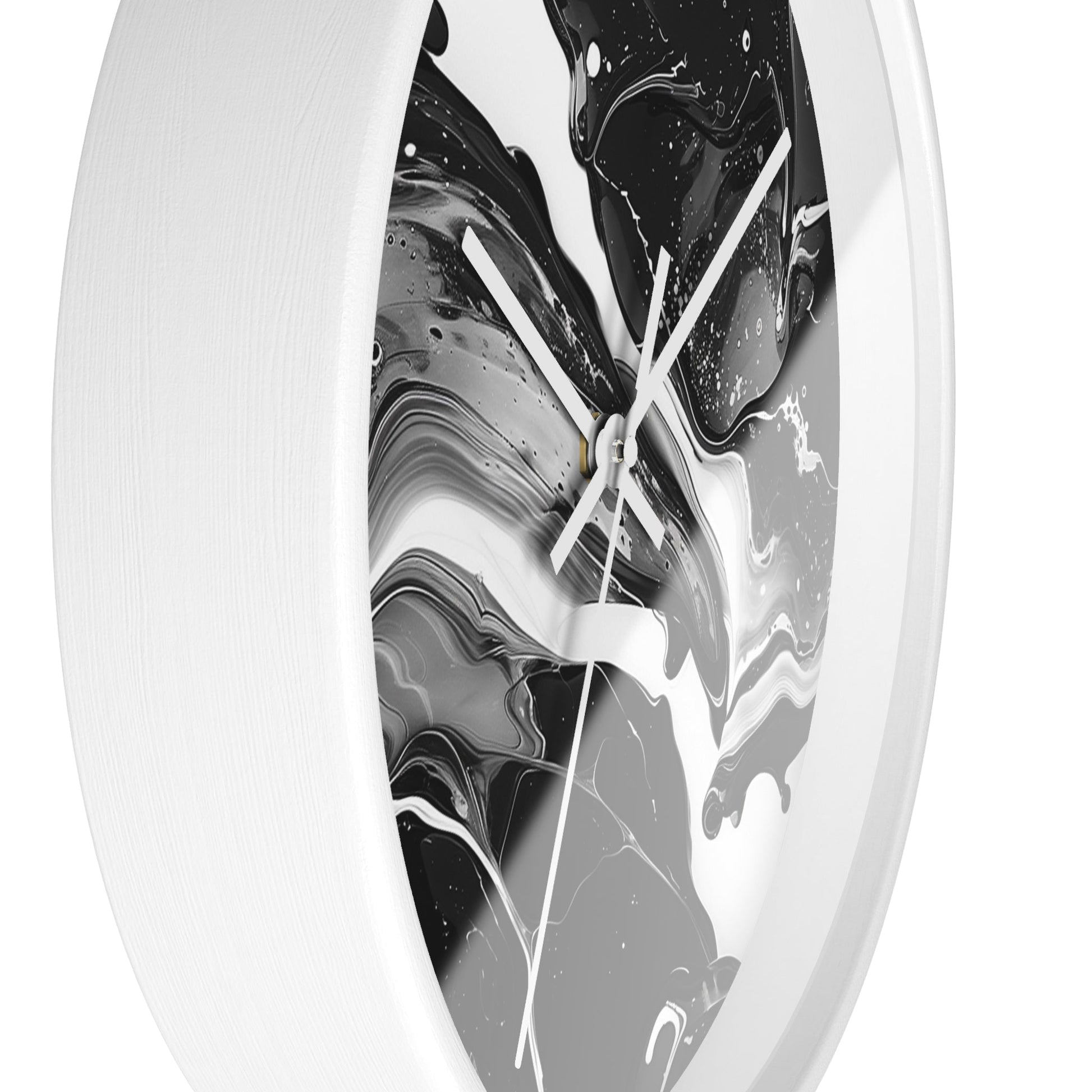 Black and White Abstract Fluid Art Wall Clock, Artsulli - Art is Long, Life is Short, Home Decor, , , , , , , 