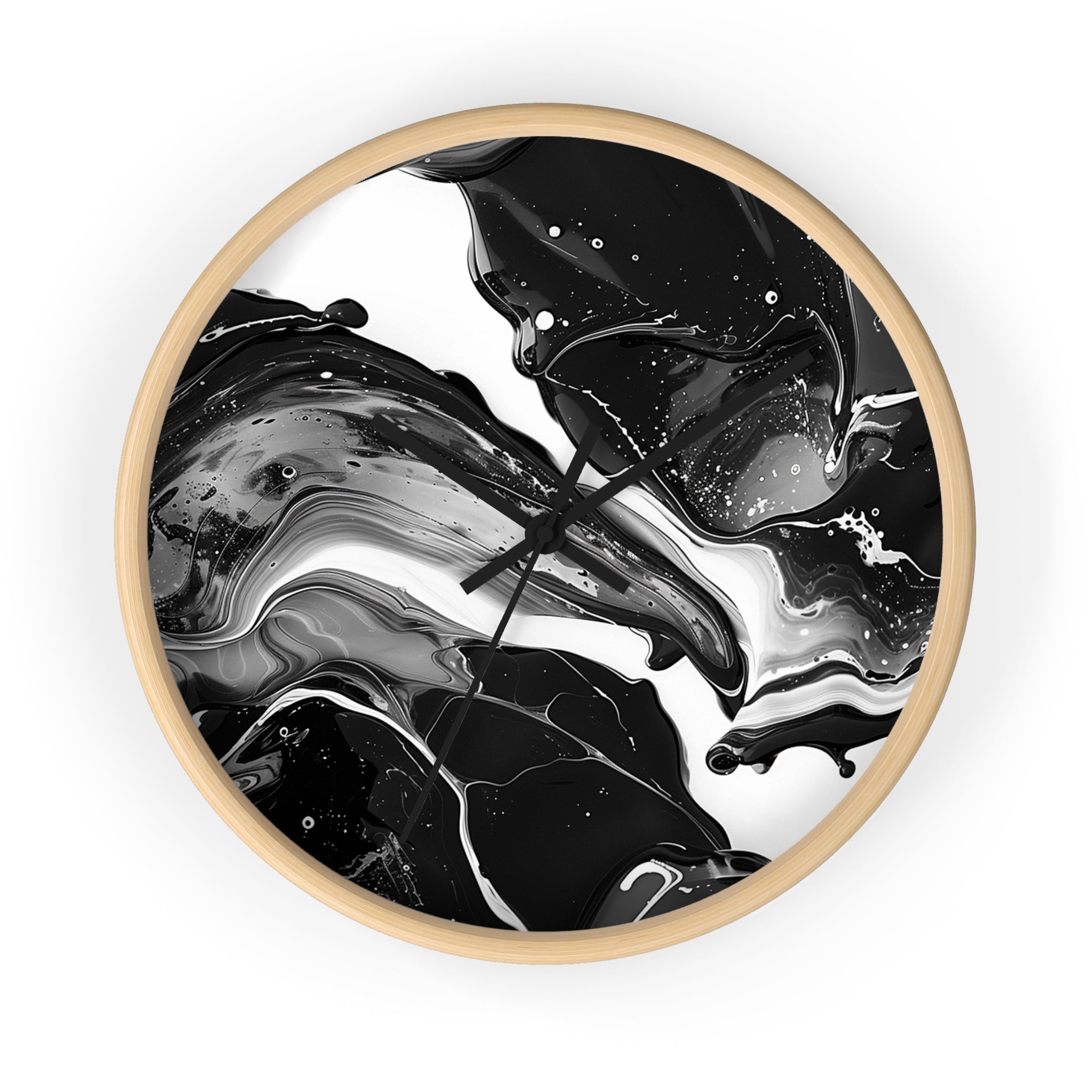 Printify Black and White Abstract Fluid Art Wall Clock 2025