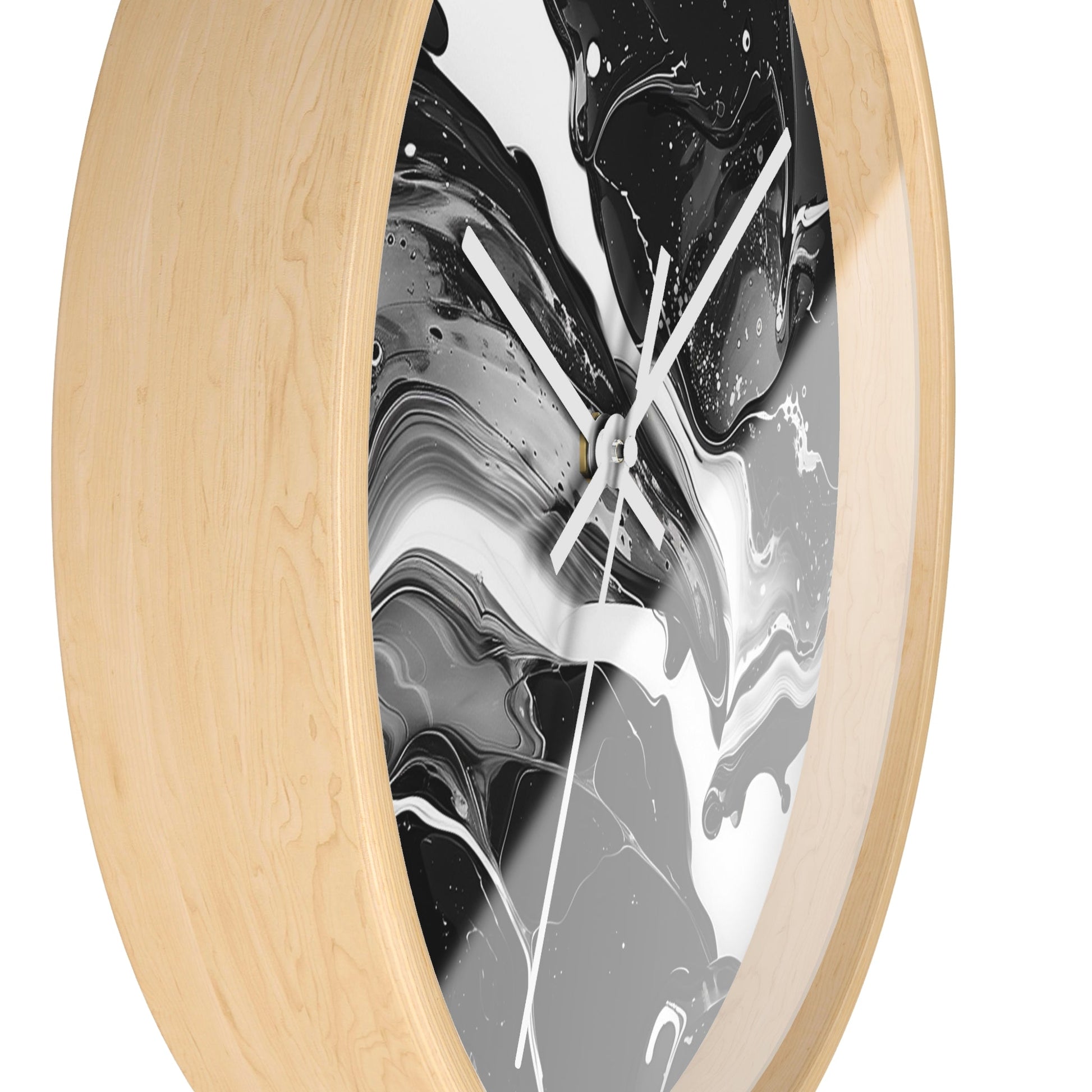 Black and White Abstract Fluid Art Wall Clock, Artsulli - Art is Long, Life is Short, Home Decor, , , , , , , 