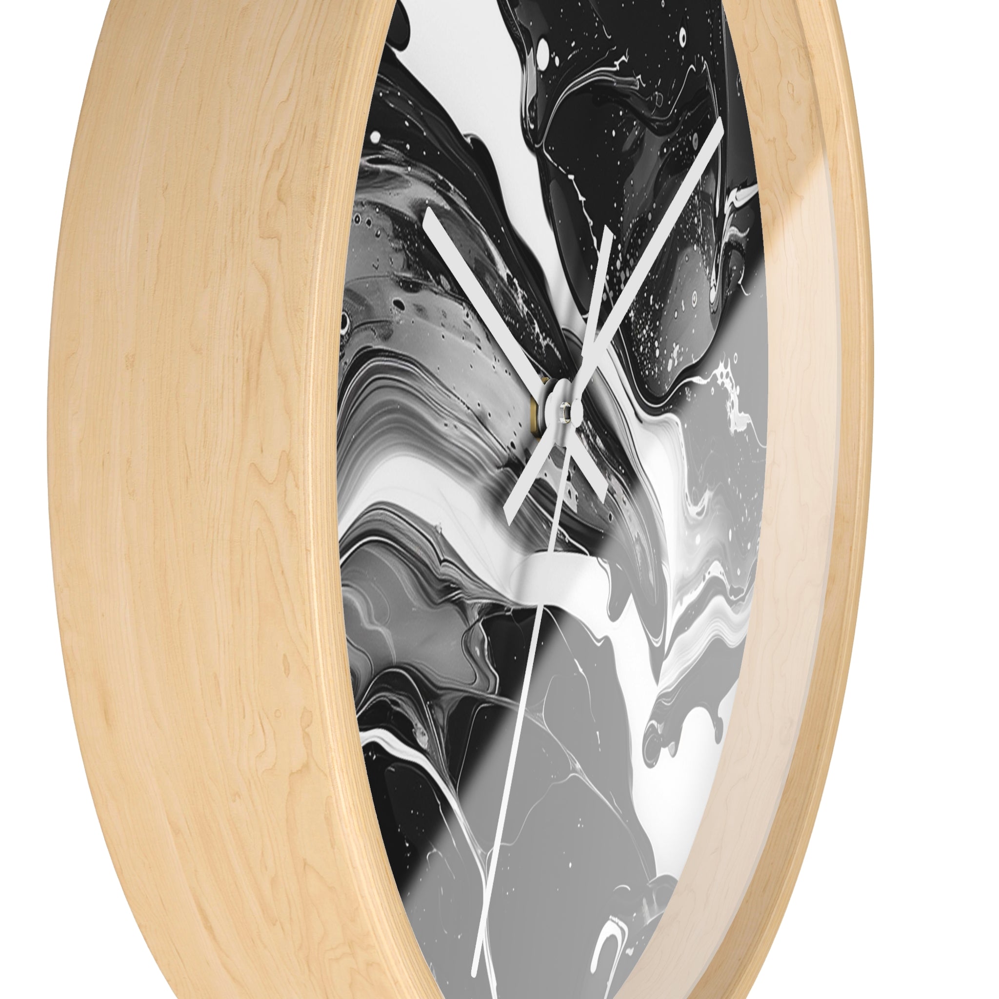 Black and White Abstract Fluid Art Wall Clock, Artsulli - Art is Long, Life is Short, Home Decor, , , , , , , 