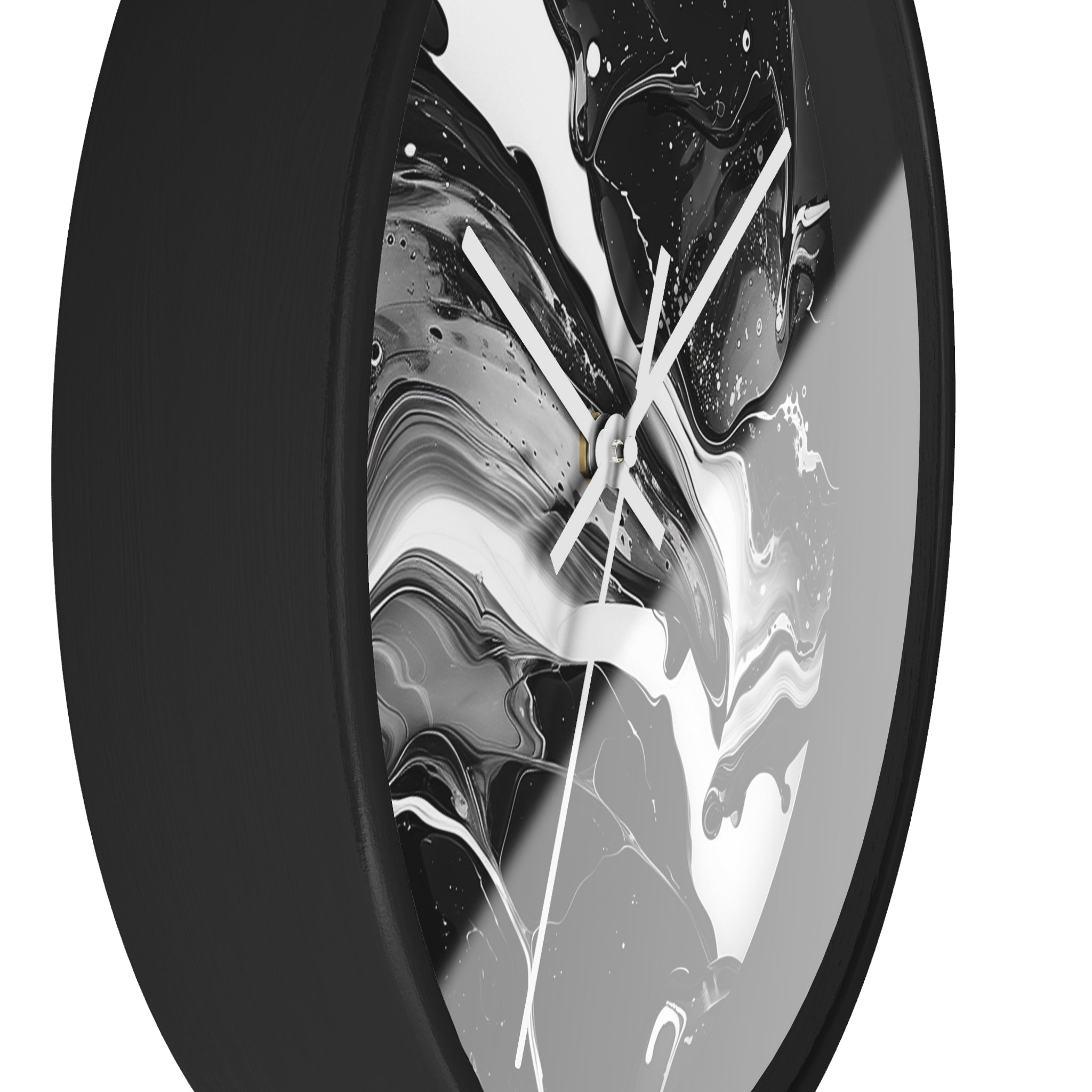Black and White Abstract Fluid Art Wall Clock, Artsulli - Art is Long, Life is Short, Home Decor, , , , , , , 