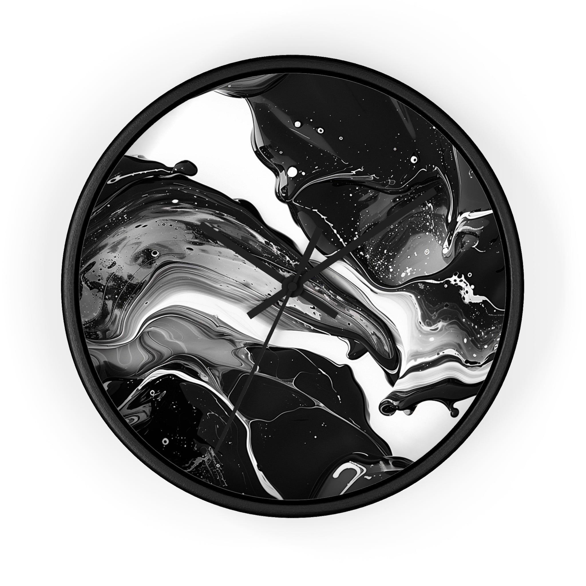Printify Black and White Abstract Fluid Art Wall Clock 2025
