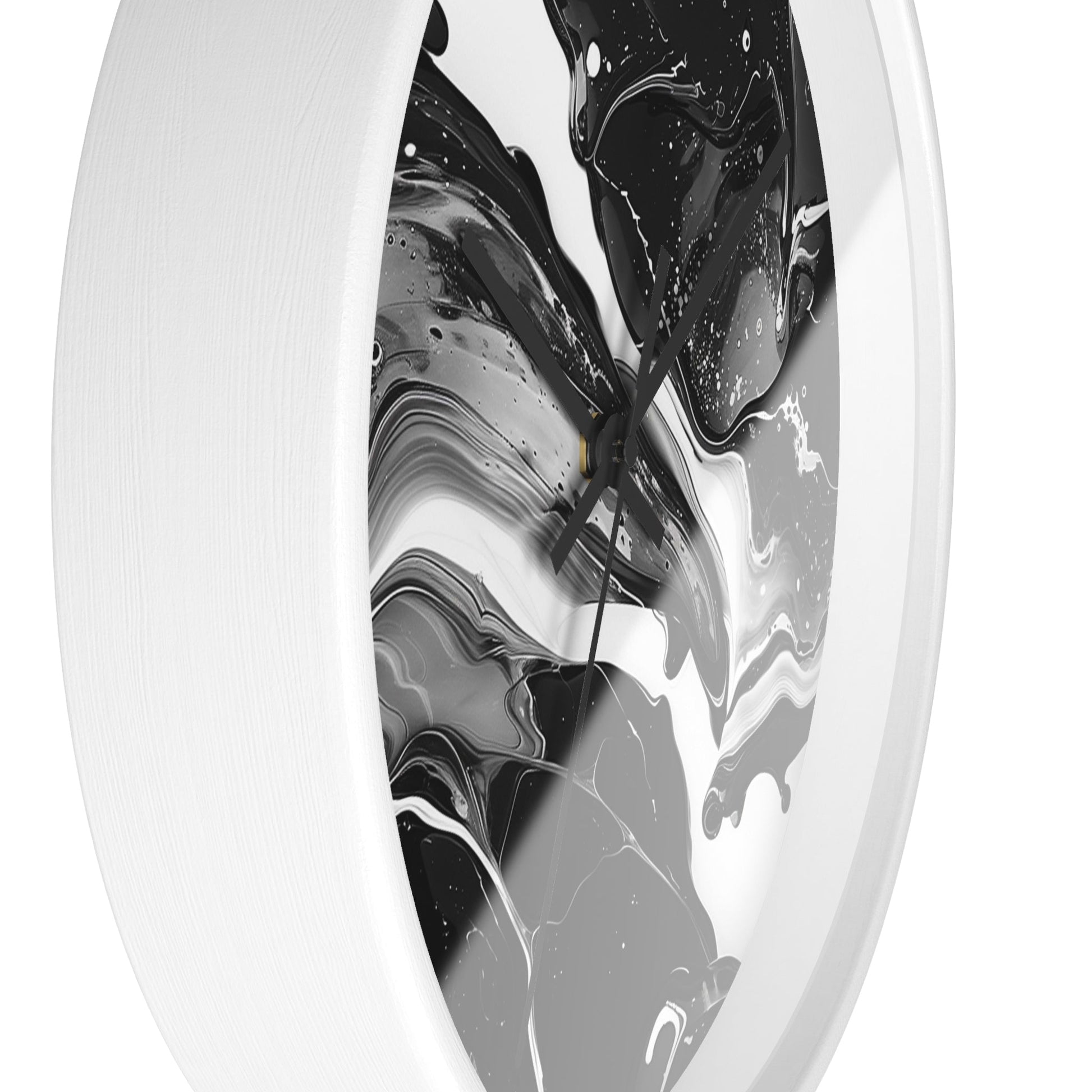 Black and White Abstract Fluid Art Wall Clock, Artsulli - Art is Long, Life is Short, Home Decor, , , , , , , 