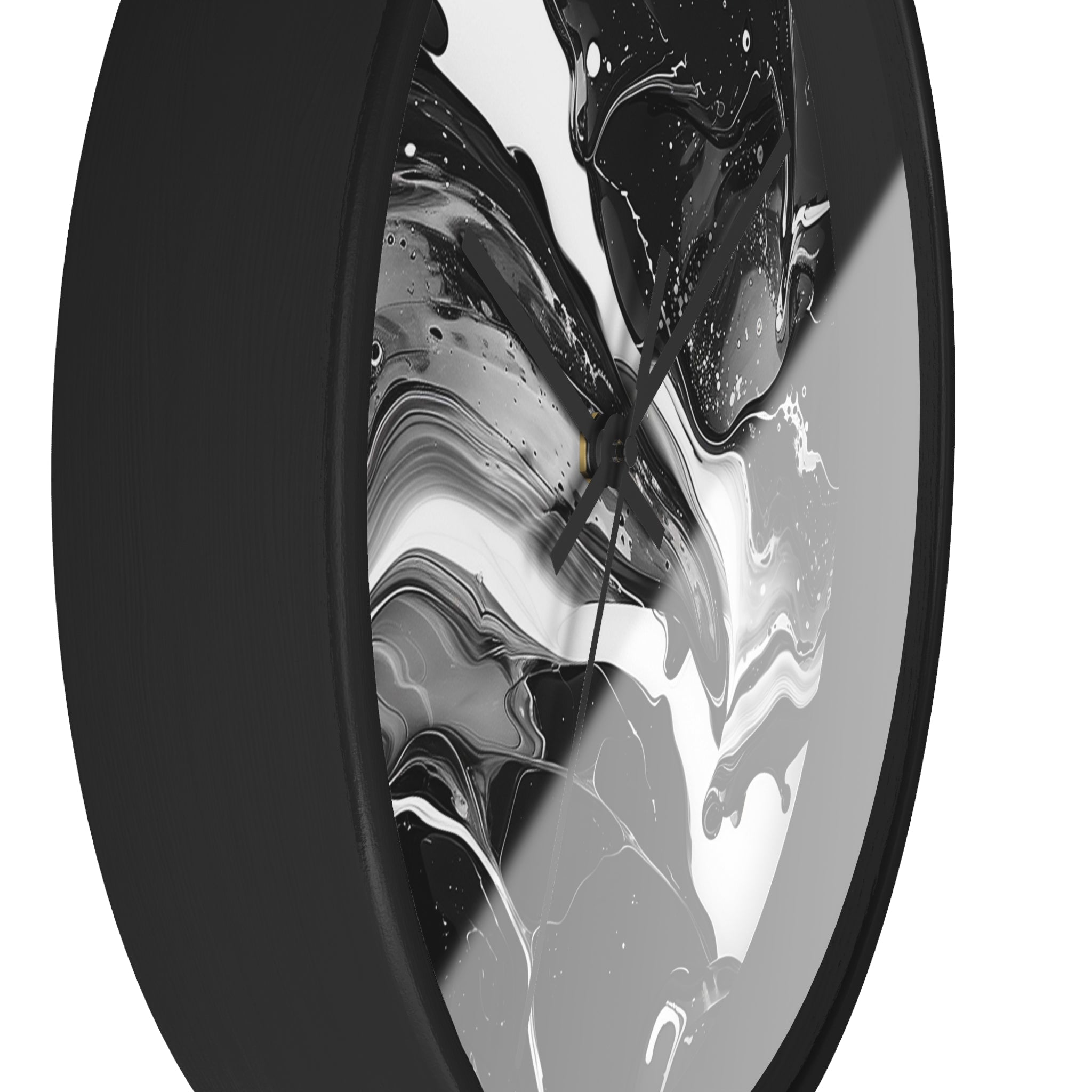 Black and White Abstract Fluid Art Wall Clock, Artsulli - Art is Long, Life is Short, Home Decor, , , , , , , 