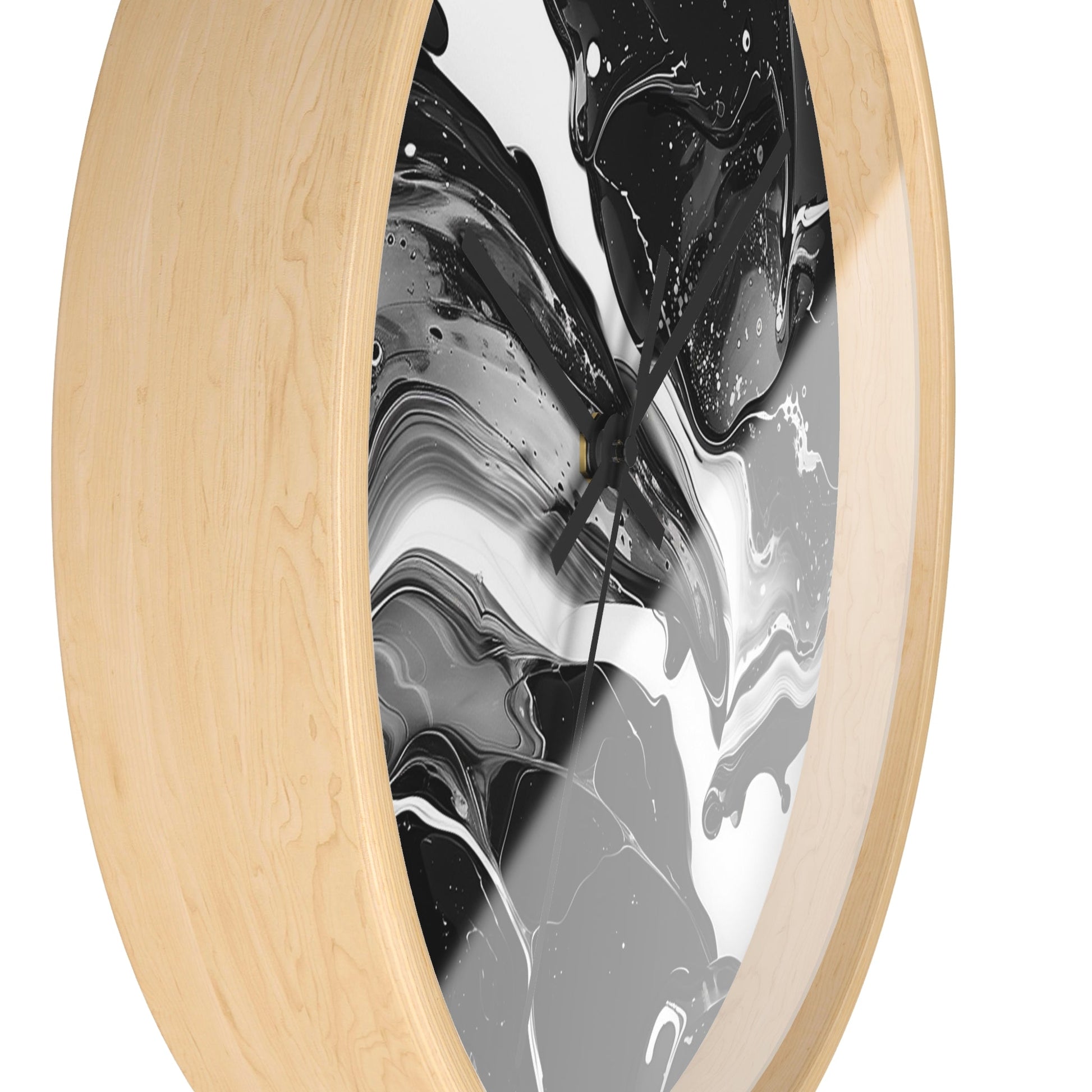 Black and White Abstract Fluid Art Wall Clock, Artsulli - Art is Long, Life is Short, Home Decor, , , , , , , 