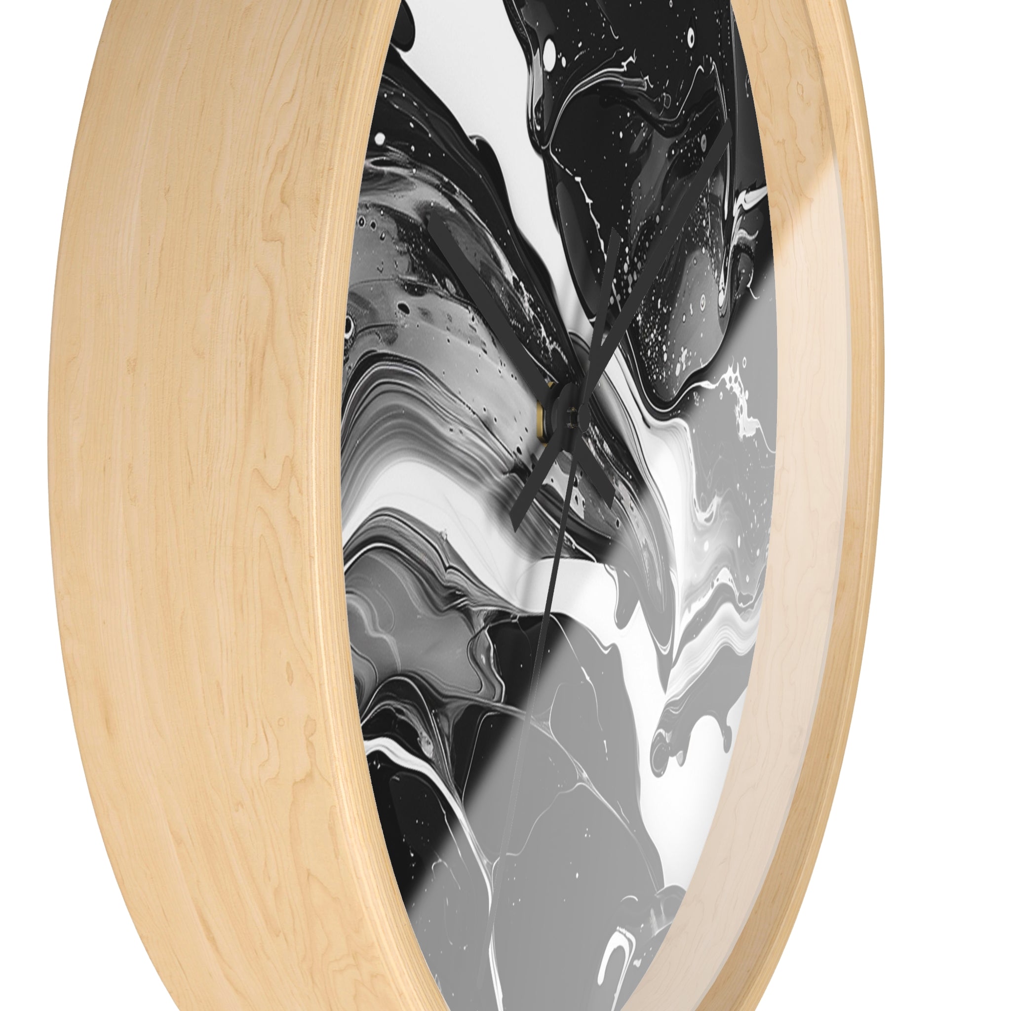 Black and White Abstract Fluid Art Wall Clock, Artsulli - Art is Long, Life is Short, Home Decor, , , , , , , 