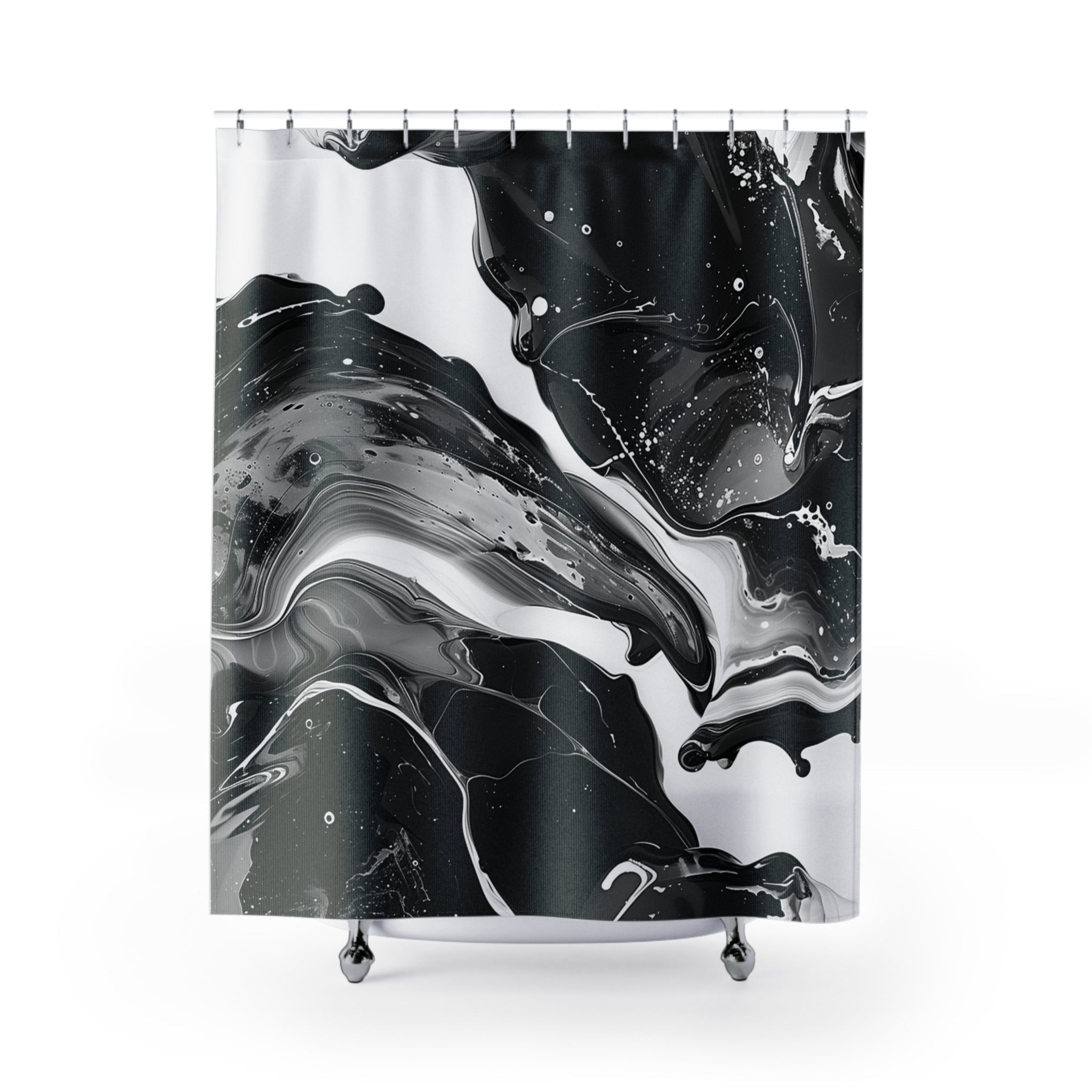 Printify Black and White Abstract Marble Shower Curtain 2025