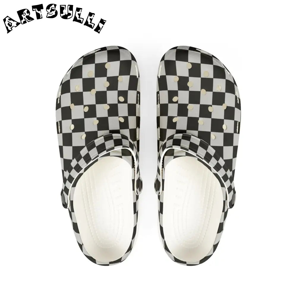 Black and White Checkerboard EVA Foam Clogs, Artsulli - Art is Long, Life is Short, Shoes, Size, US 6 (Women's), Color, White, , , 92129025635577107870