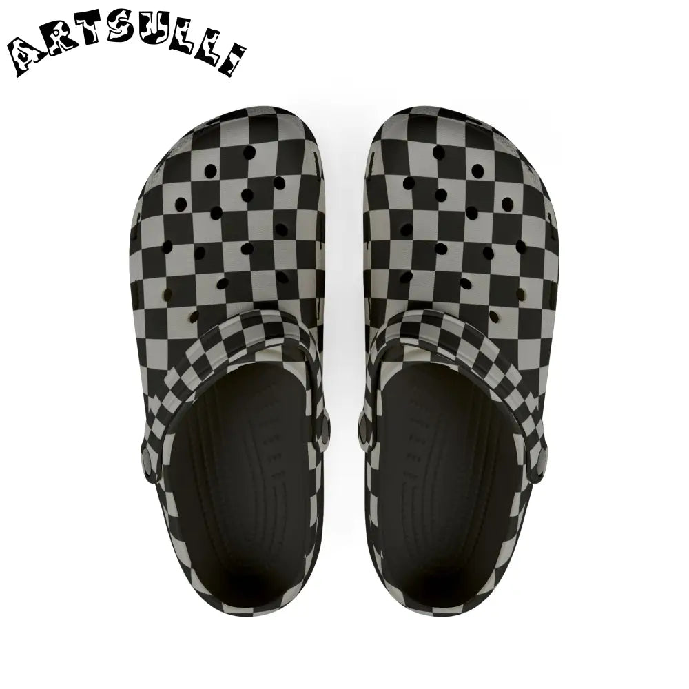 Black and White Checkerboard EVA Foam Clogs, Artsulli - Art is Long, Life is Short, Shoes, Size, US 6 (Women's), Color, Black, , , 21397398054266501657