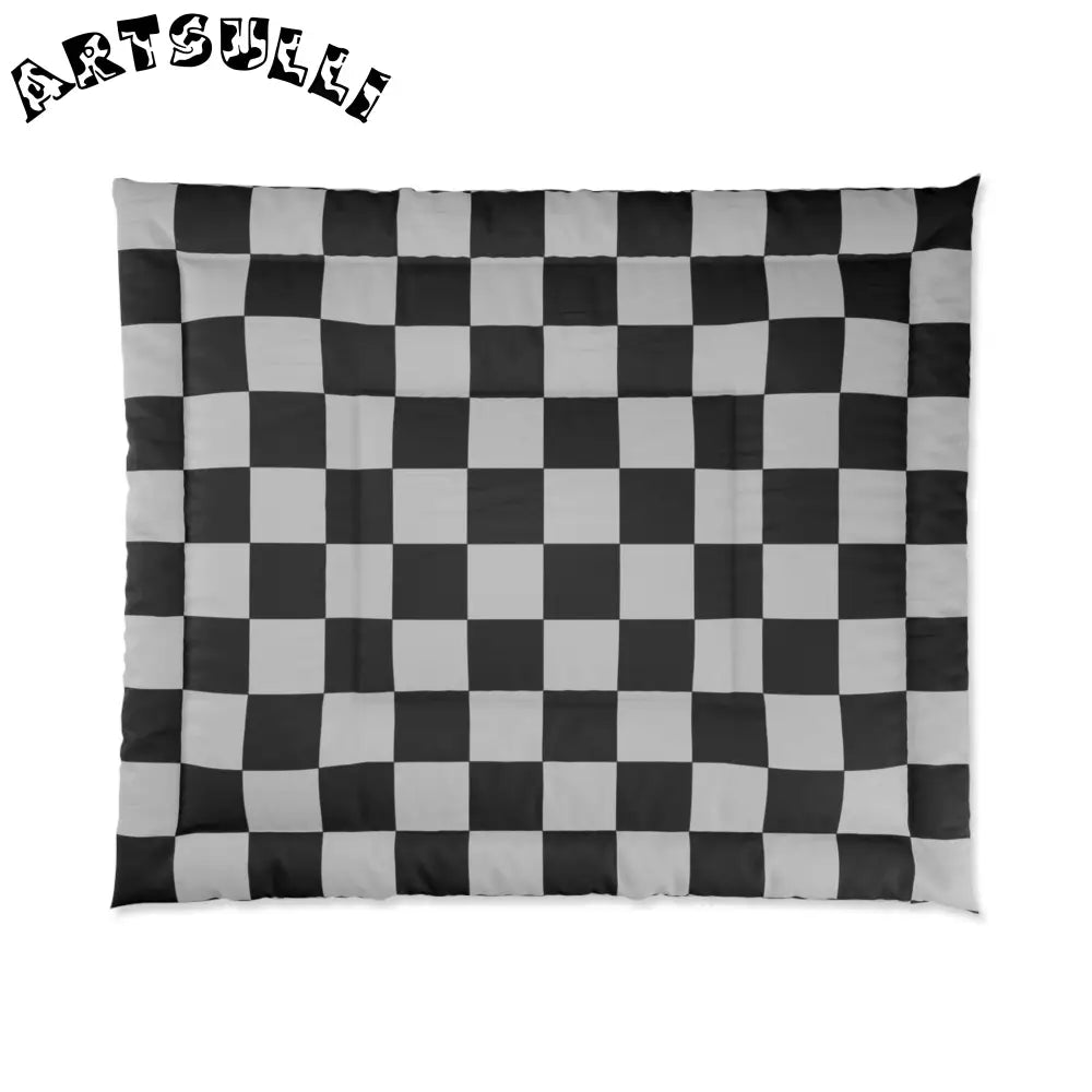 Black and White Checkered Comforter, Artsulli - Art is Long, Life is Short, Home Decor, Size, 104" × 88", , , , , 23419979458961174432