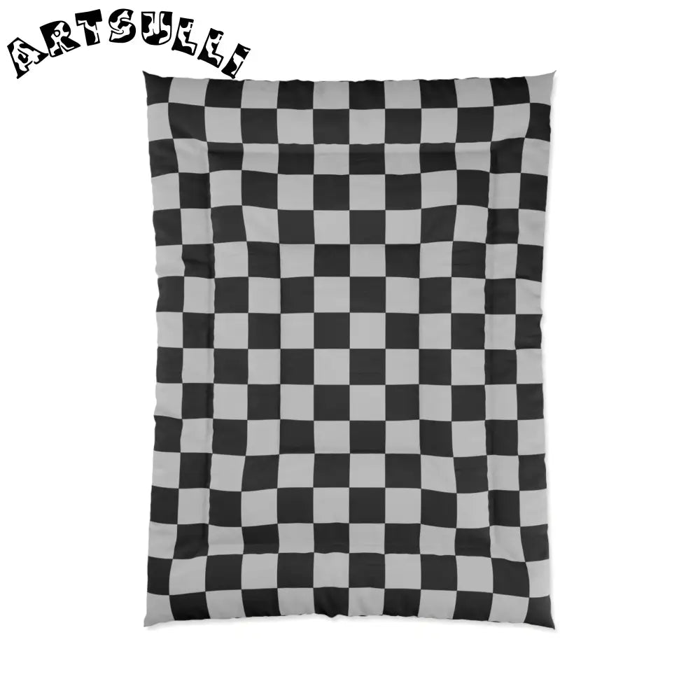 Black and White Checkered Comforter, Artsulli - Art is Long, Life is Short, Home Decor, Size, 68" × 92", , , , , 22189244869201267119