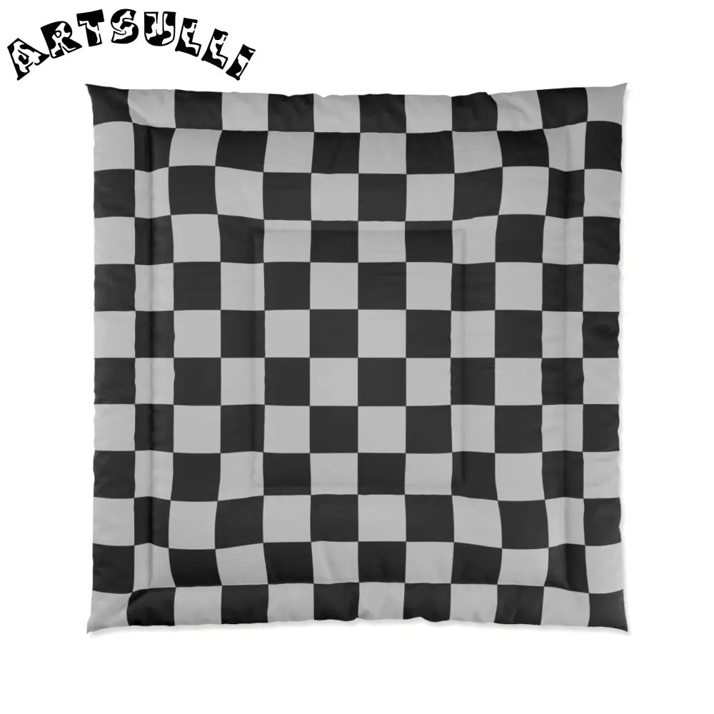 Black and White Checkered Comforter, Artsulli - Art is Long, Life is Short, Home Decor, Size, 88" × 88", , , , , 15293616799316052380