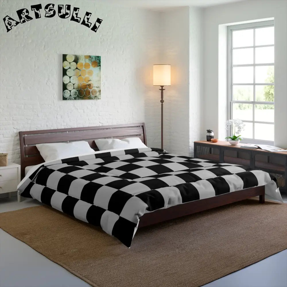 Black and White Checkered Comforter, Artsulli - Art is Long, Life is Short, Home Decor, , , , , , , 