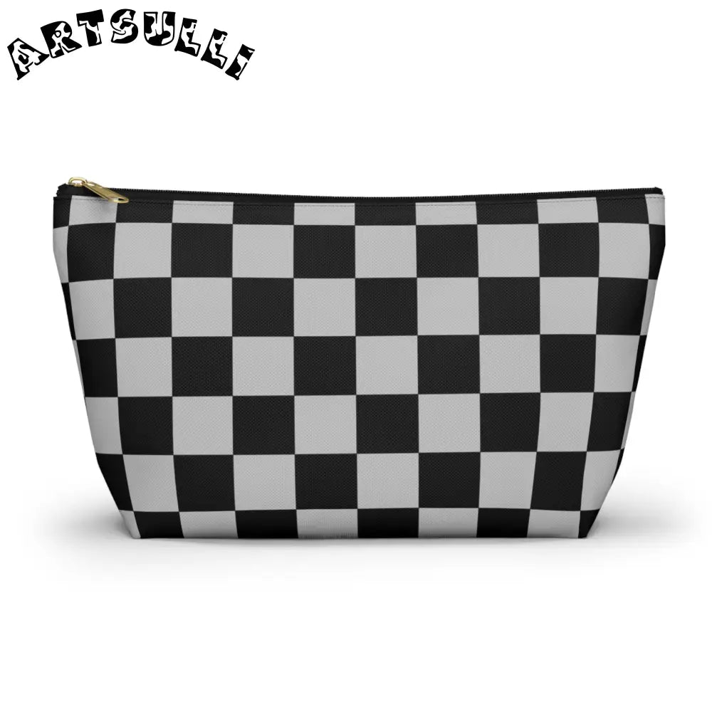 JAKKOUTTHEBXX Black and White Checkered Cosmetic Bag 2025