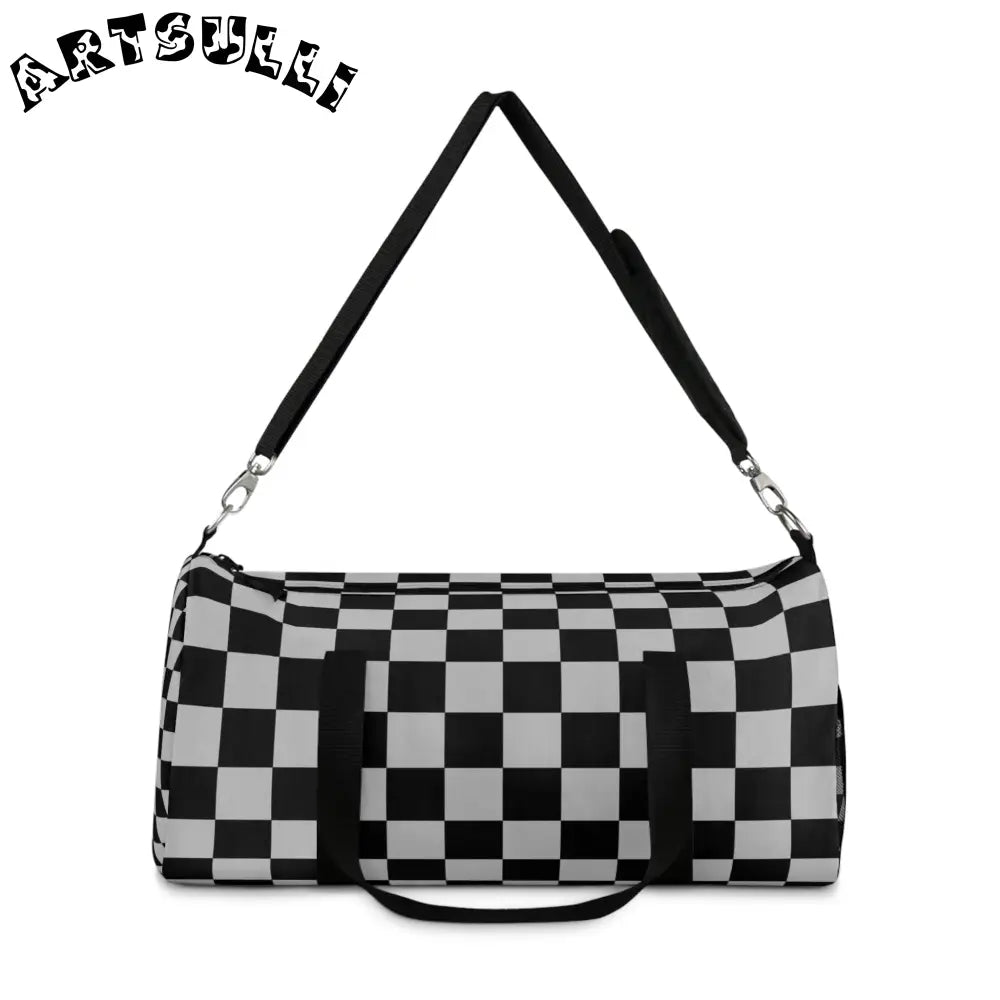 JAKKOUTTHEBXX Black and White Checkered Duffel Bags 2025