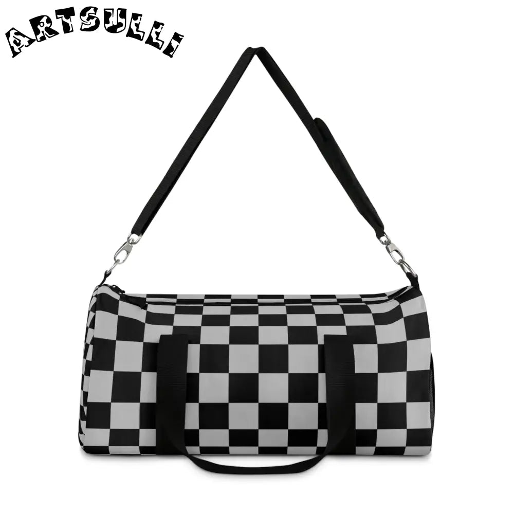 JAKKOUTTHEBXX Black and White Checkered Duffel Bags 2025