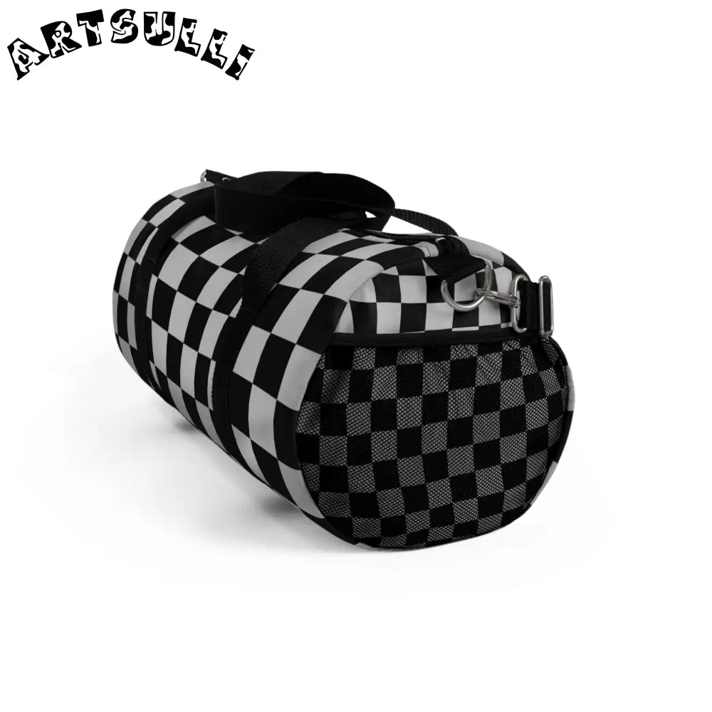 JAKKOUTTHEBXX Black and White Checkered Duffel Bags 2025