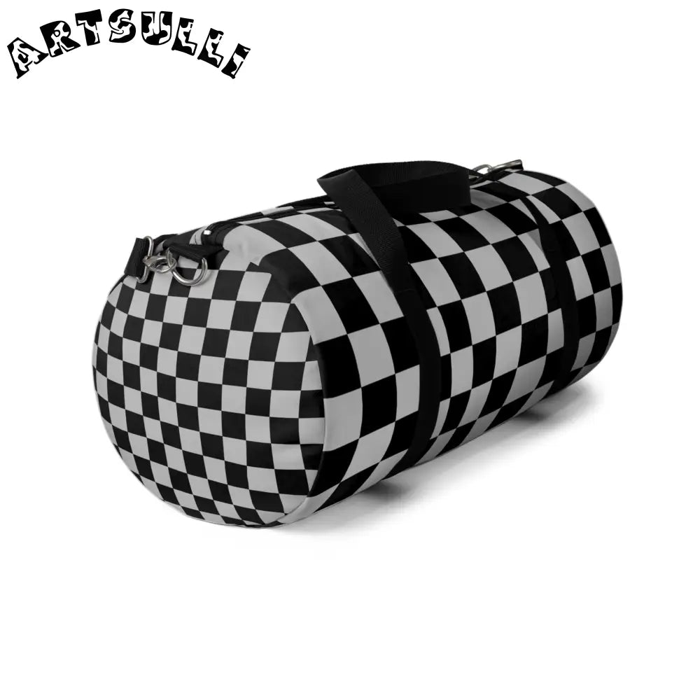 JAKKOUTTHEBXX Black and White Checkered Duffel Bags 2025
