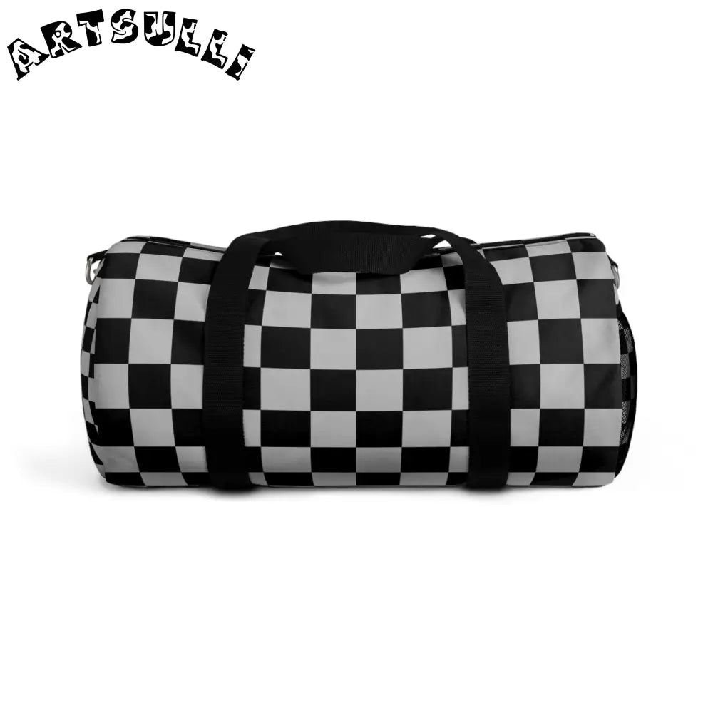 JAKKOUTTHEBXX Black and White Checkered Duffel Bags 2025