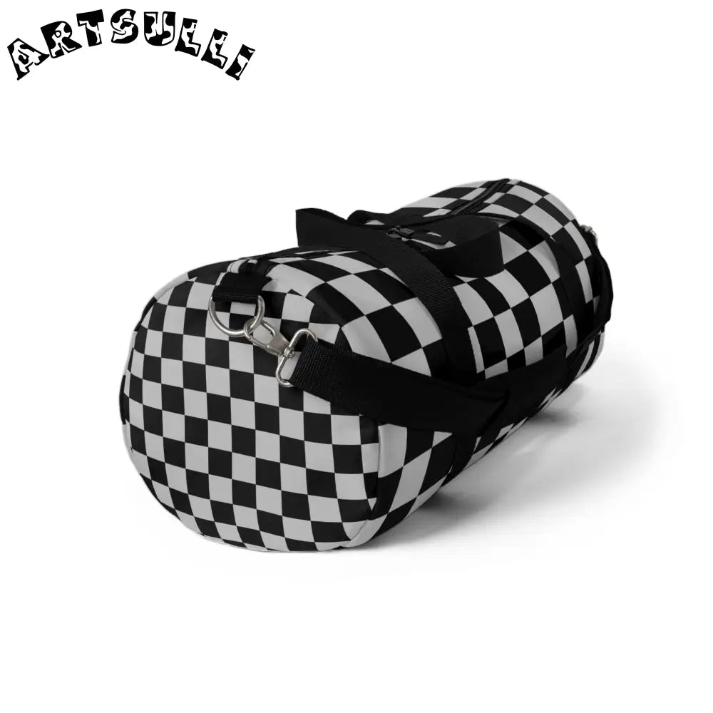 JAKKOUTTHEBXX Black and White Checkered Duffel Bags 2025