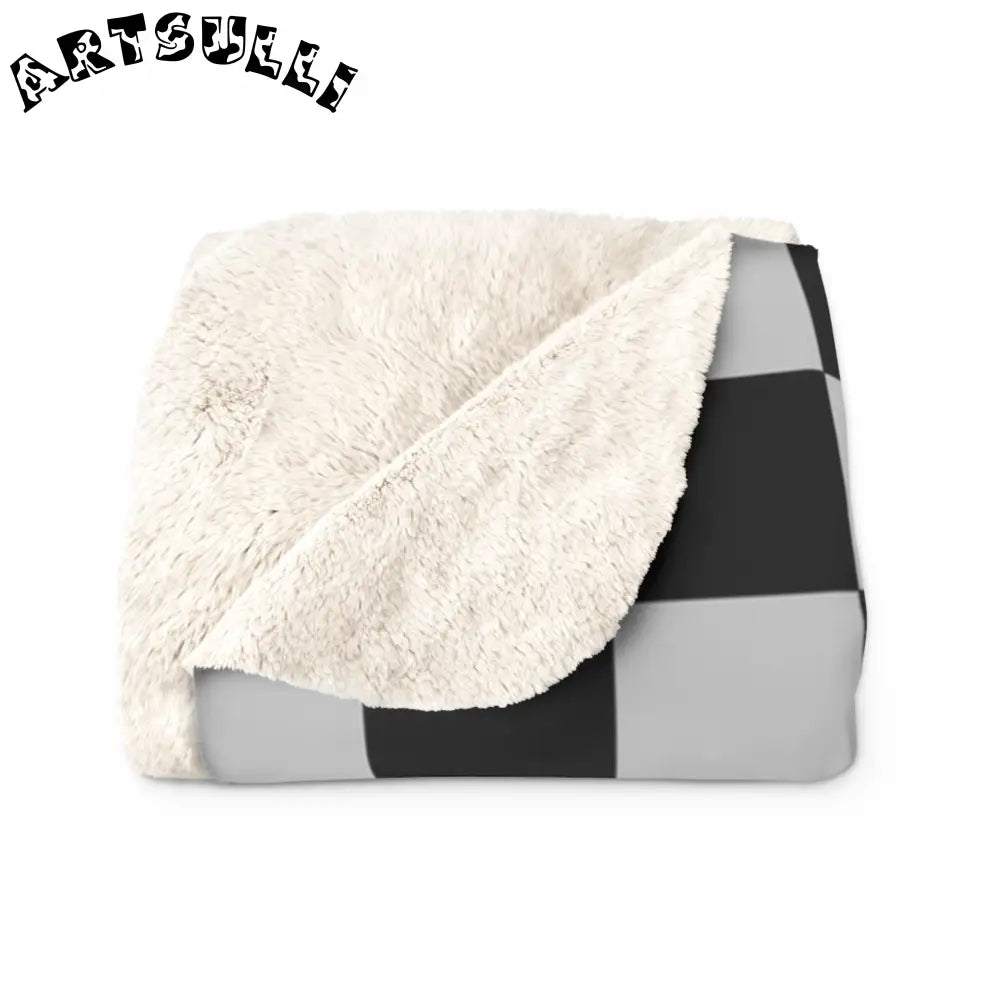 Black and White Checkered Sherpa Fleece Blanket, Artsulli - Art is Long, Life is Short, Home Decor, , , , , , , 