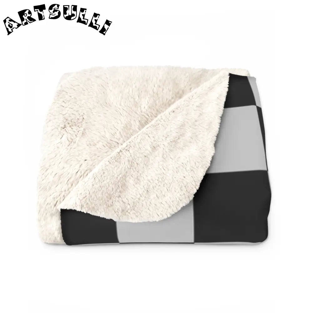 Black and White Checkered Sherpa Fleece Blanket, Artsulli - Art is Long, Life is Short, Home Decor, , , , , , , 