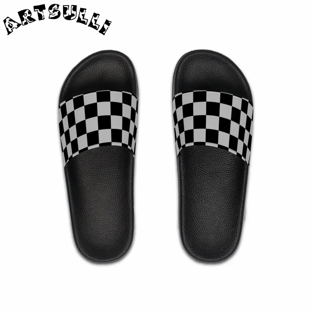 JAKKOUTTHEBXX Black and White Checkered Slide Sandals 2025