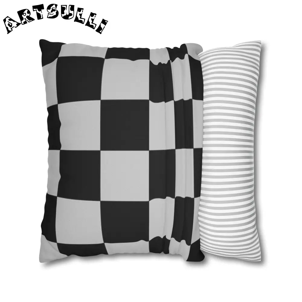 Black and White Checkered Throw Pillowcase, Artsulli - Art is Long, Life is Short, Home Decor, , , , , , , 