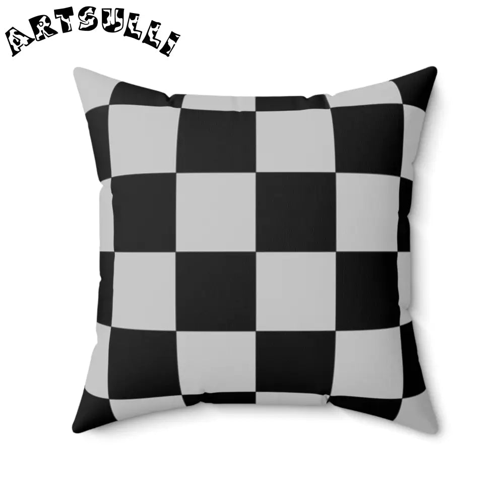 Black and White Checkered Throw Pillow, Artsulli - Art is Long, Life is Short, Home Decor, Size, 20" × 20", , , , , 24679111179429576874