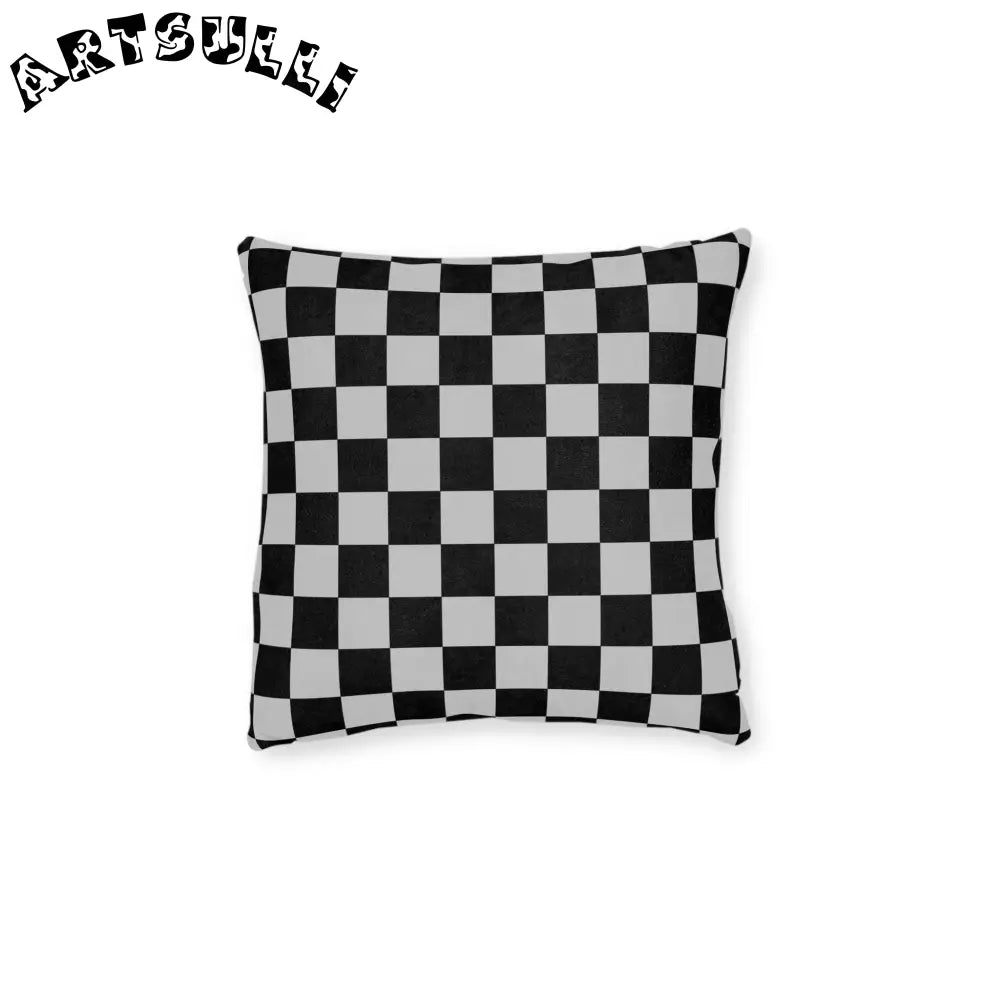 Black and White Checkered Throw Pillow, Artsulli - Art is Long, Life is Short, Home Decor, Size, 12" × 12", , , , , 38159901172803117234